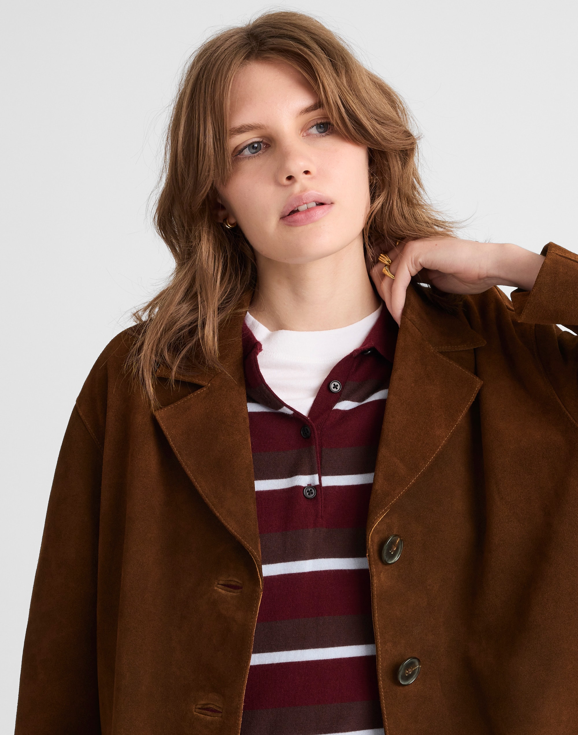 Single-Breasted Topcoat in Suede