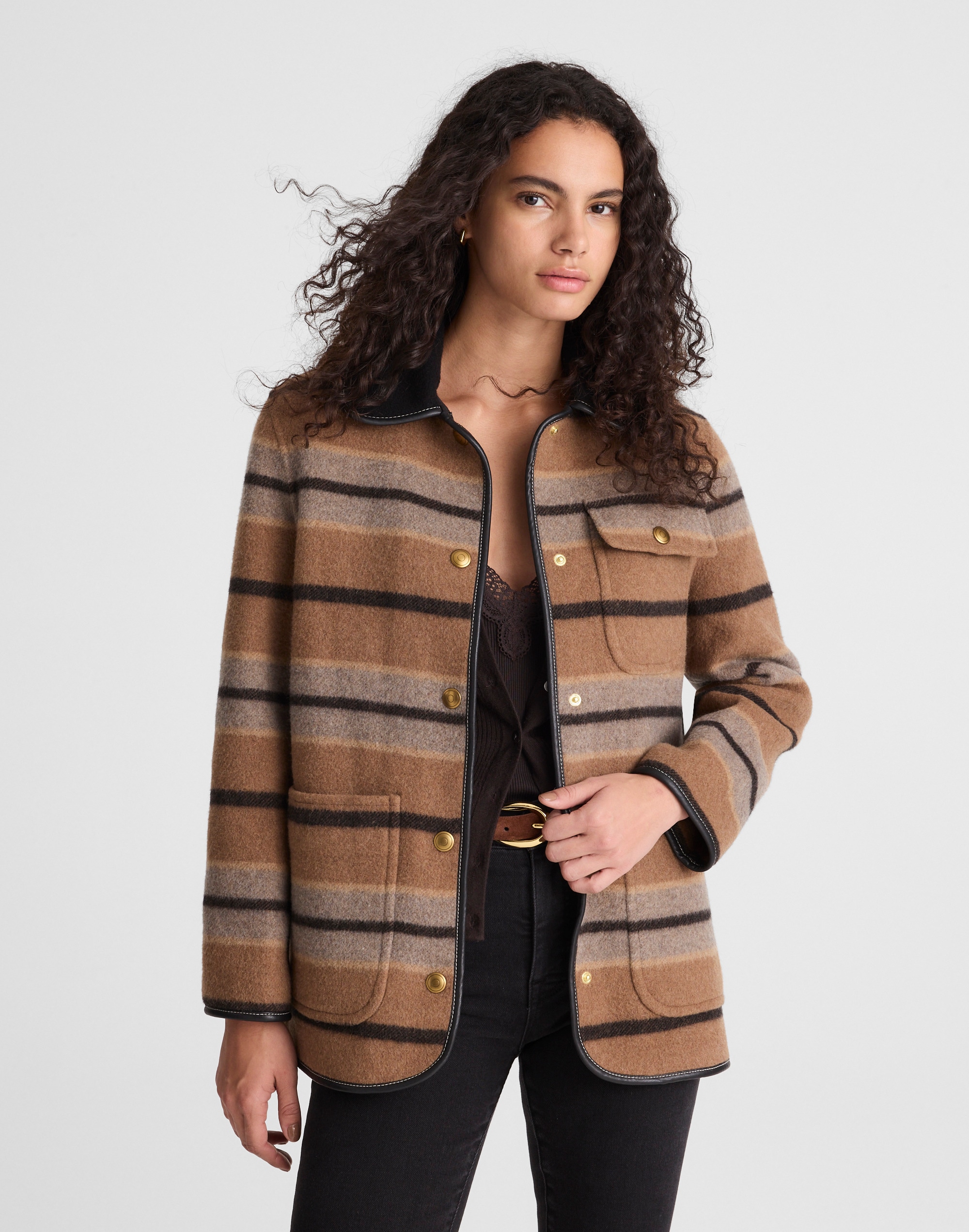 striped chore jacket