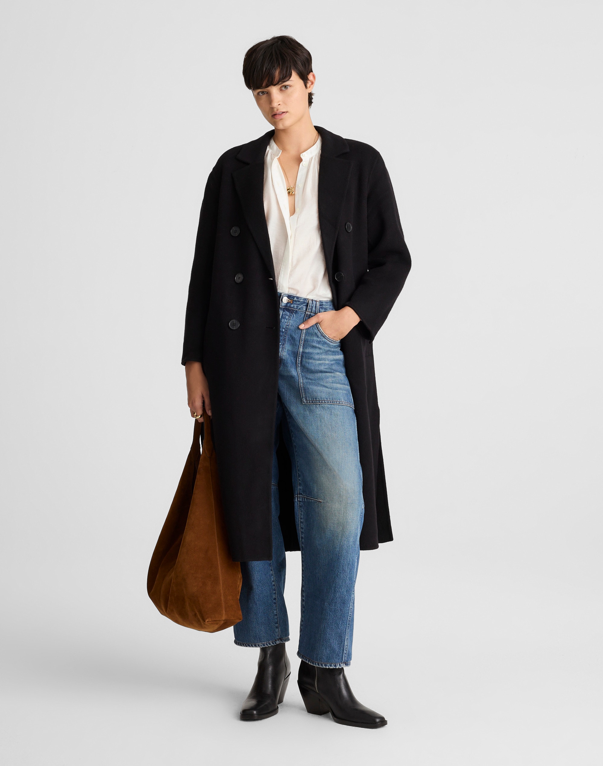 double-faced brushed long coat