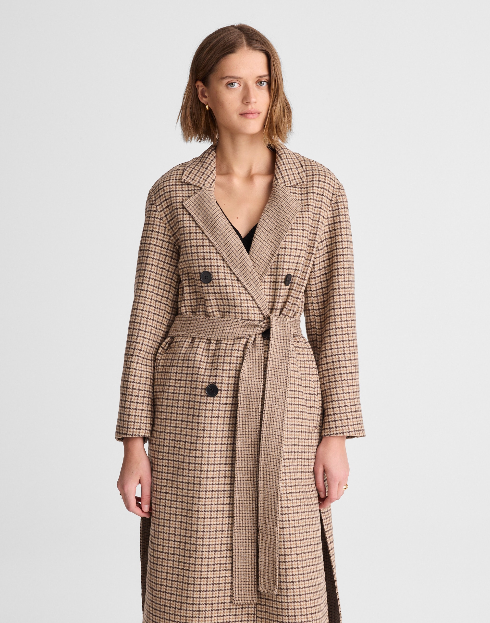 Madewell Double-faced Brushed Long Coat In Brown