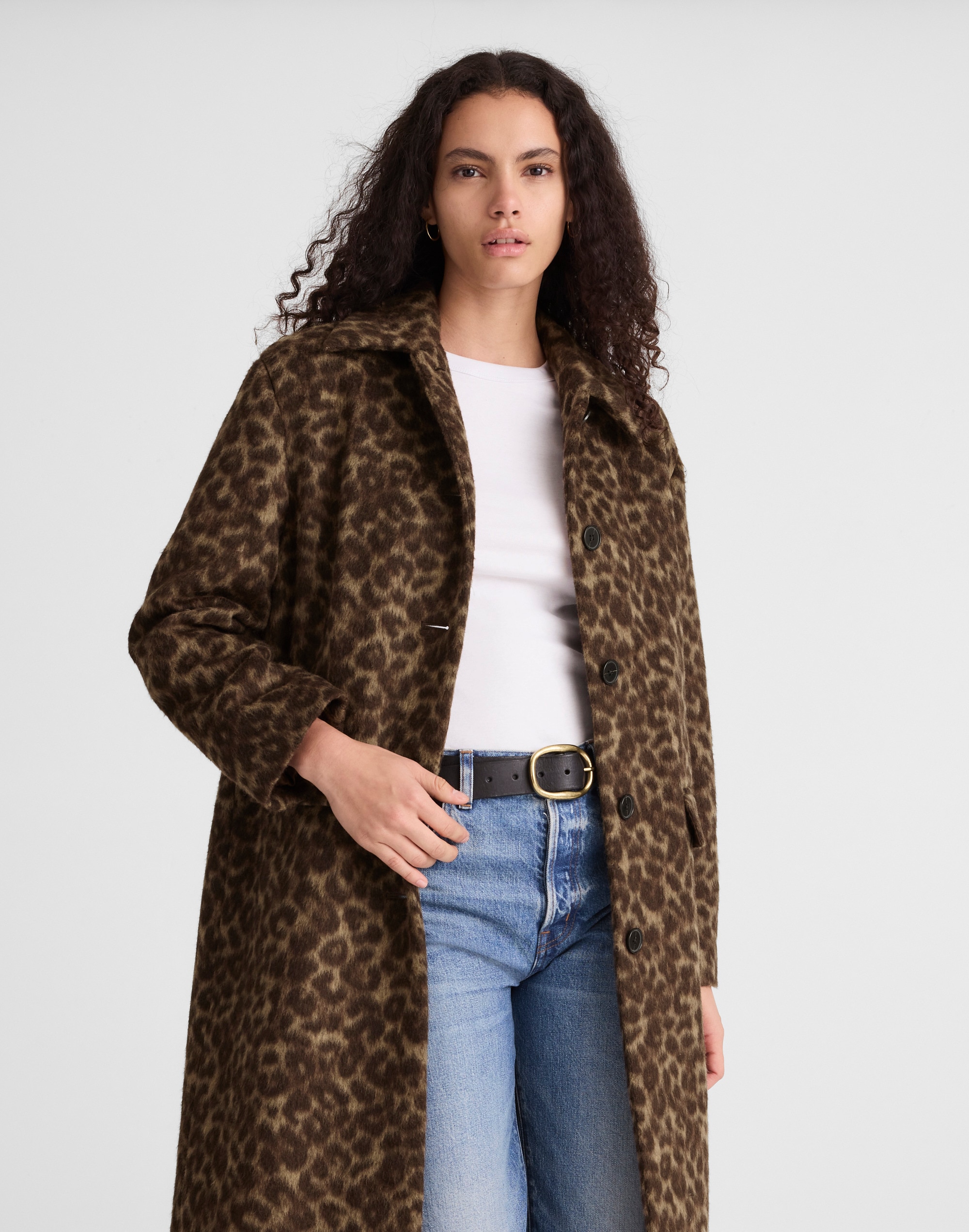 Single-Breasted Topcoat in Leopard Print Alternate Image 5