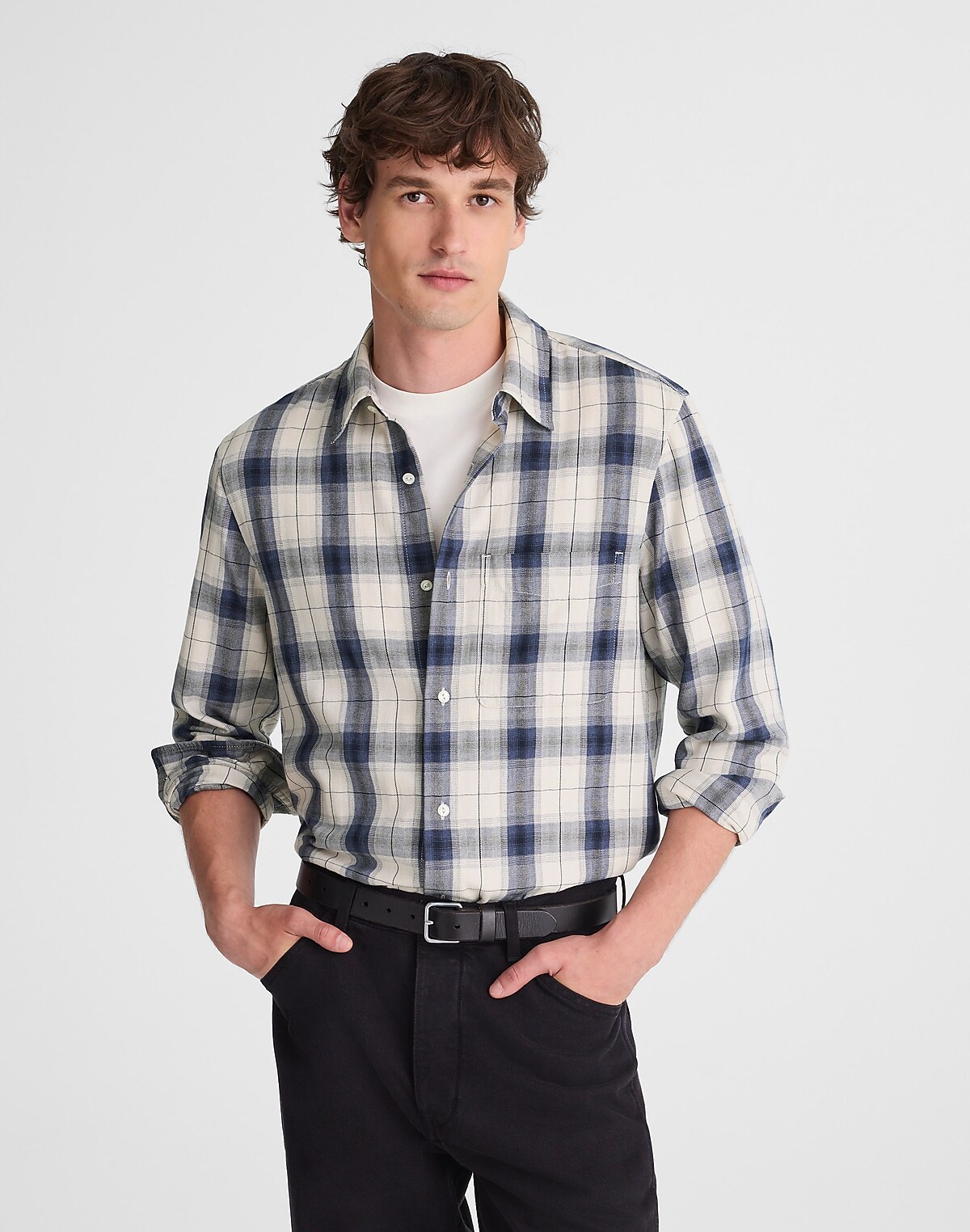 Lightweight Flannel Button-Up Shirt