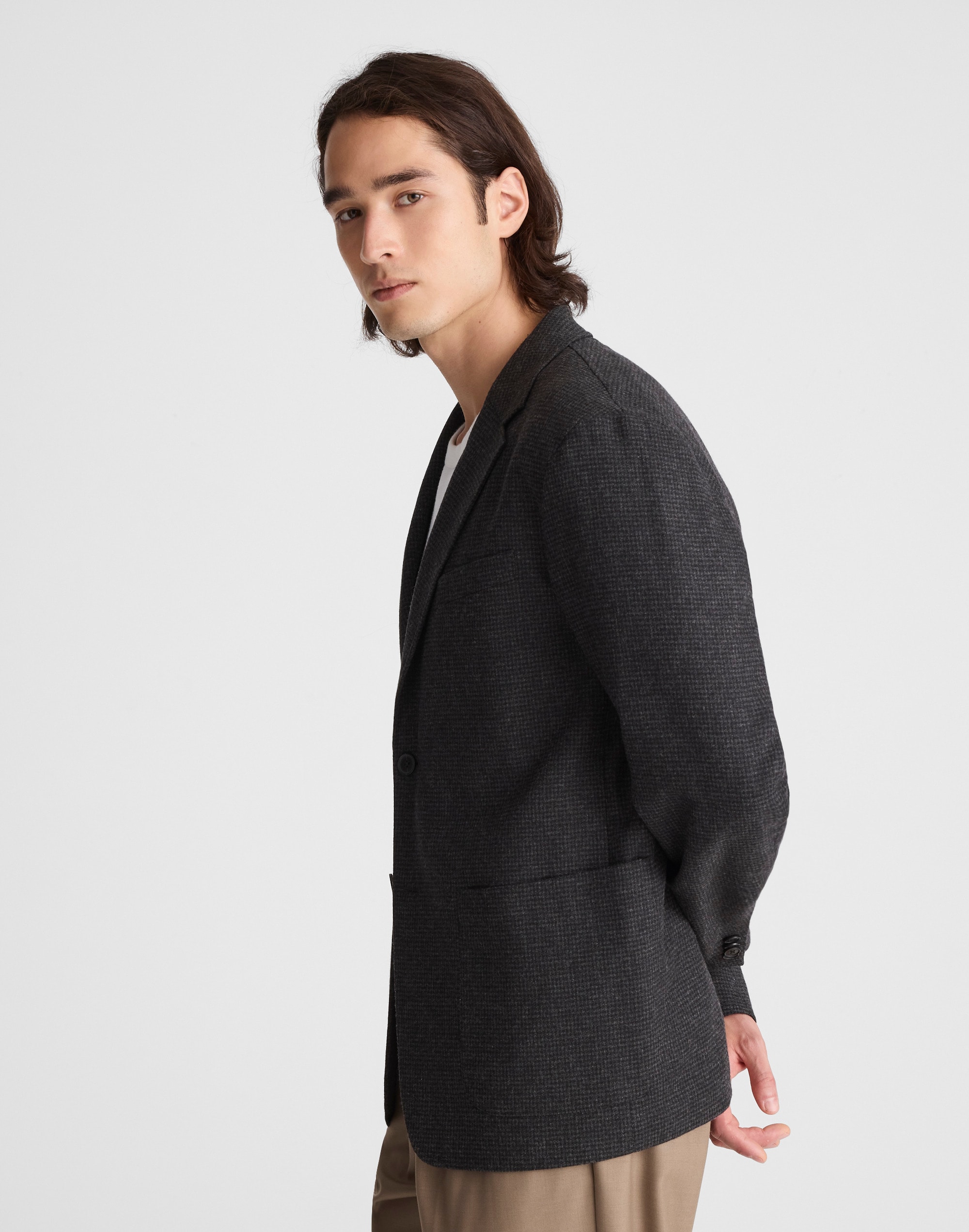 Unstructured Houndstooth Blazer