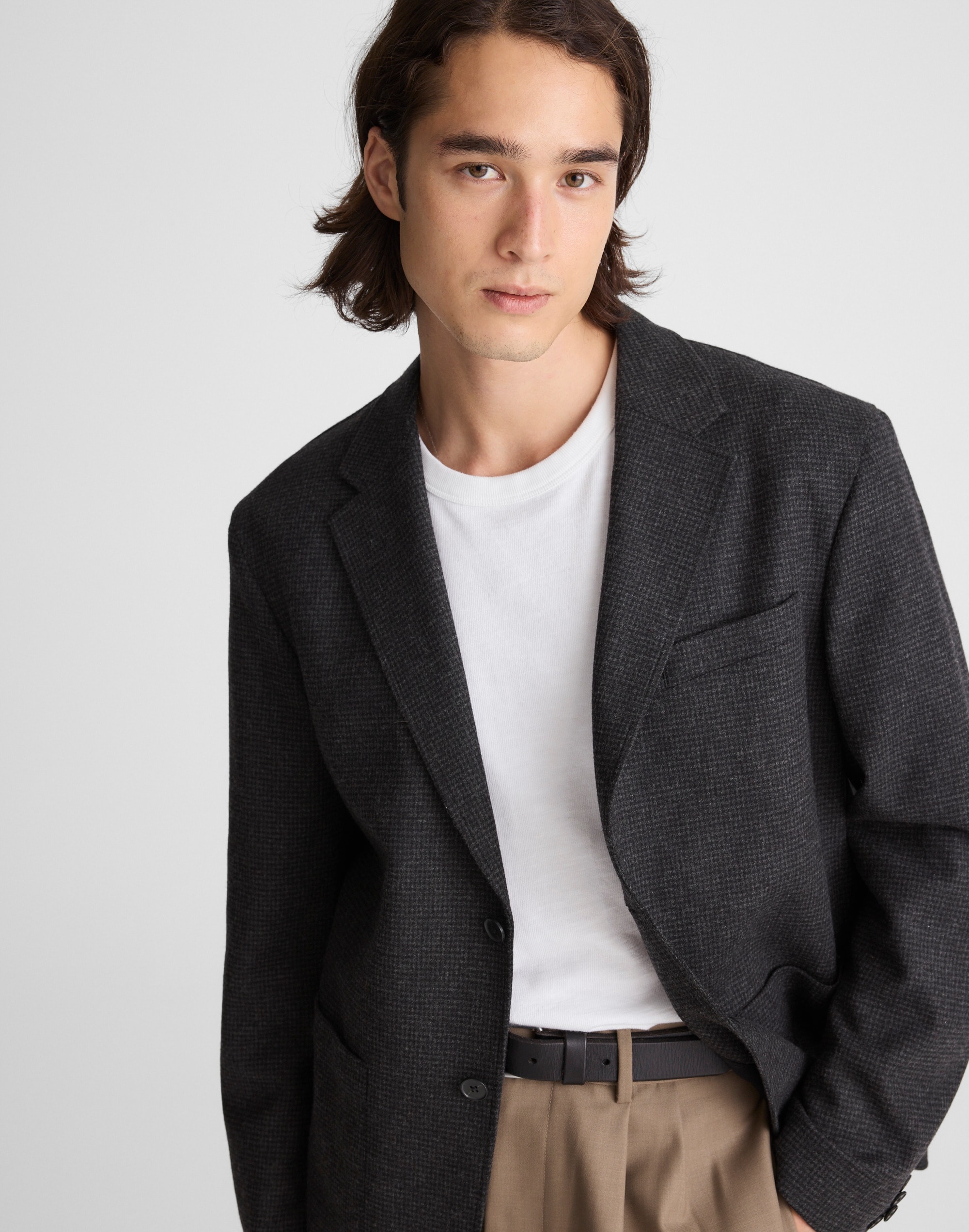 Unstructured Houndstooth Blazer