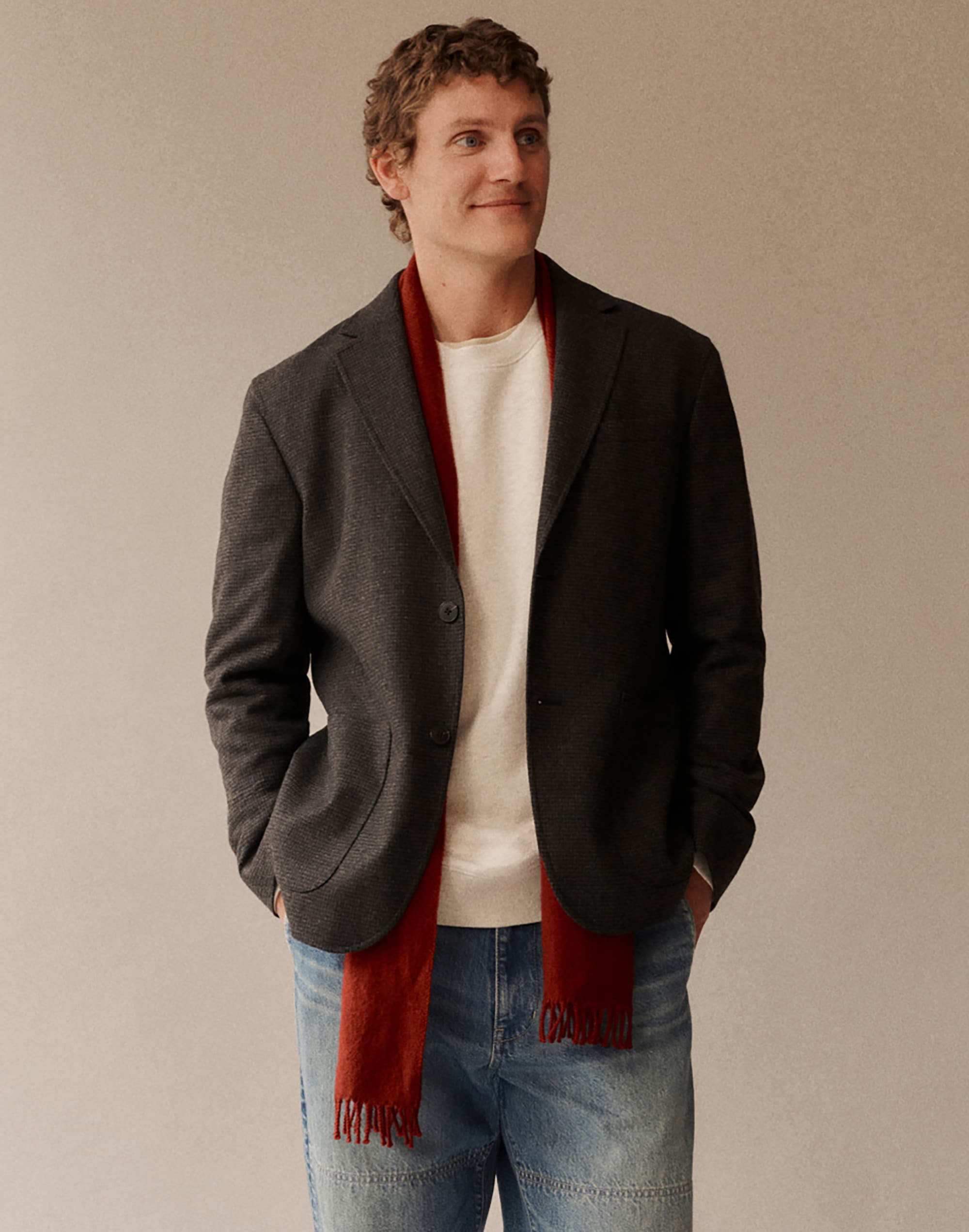 Unstructured Houndstooth Blazer