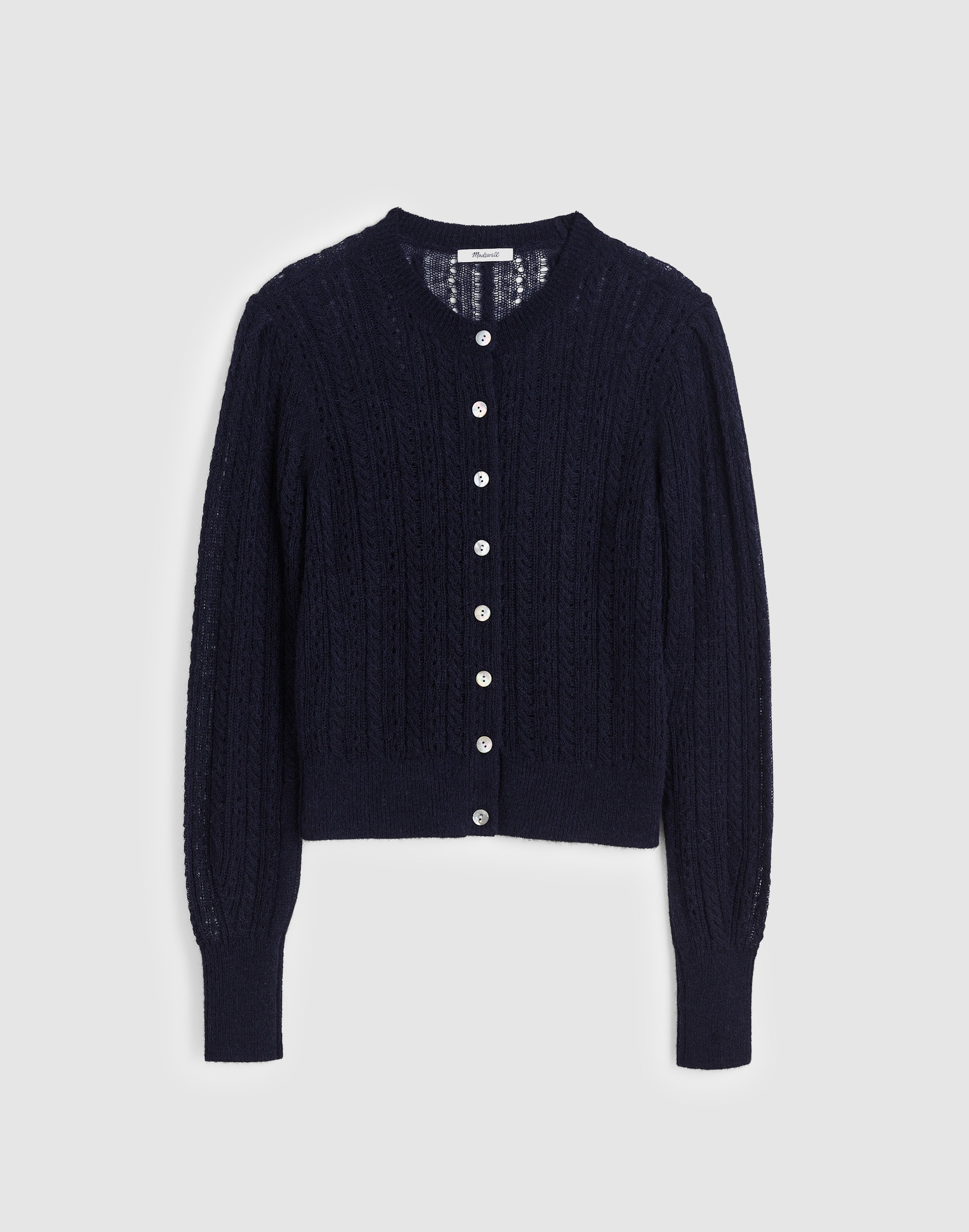 Pointelle-Stitch Cardigan in Alpaca Blend