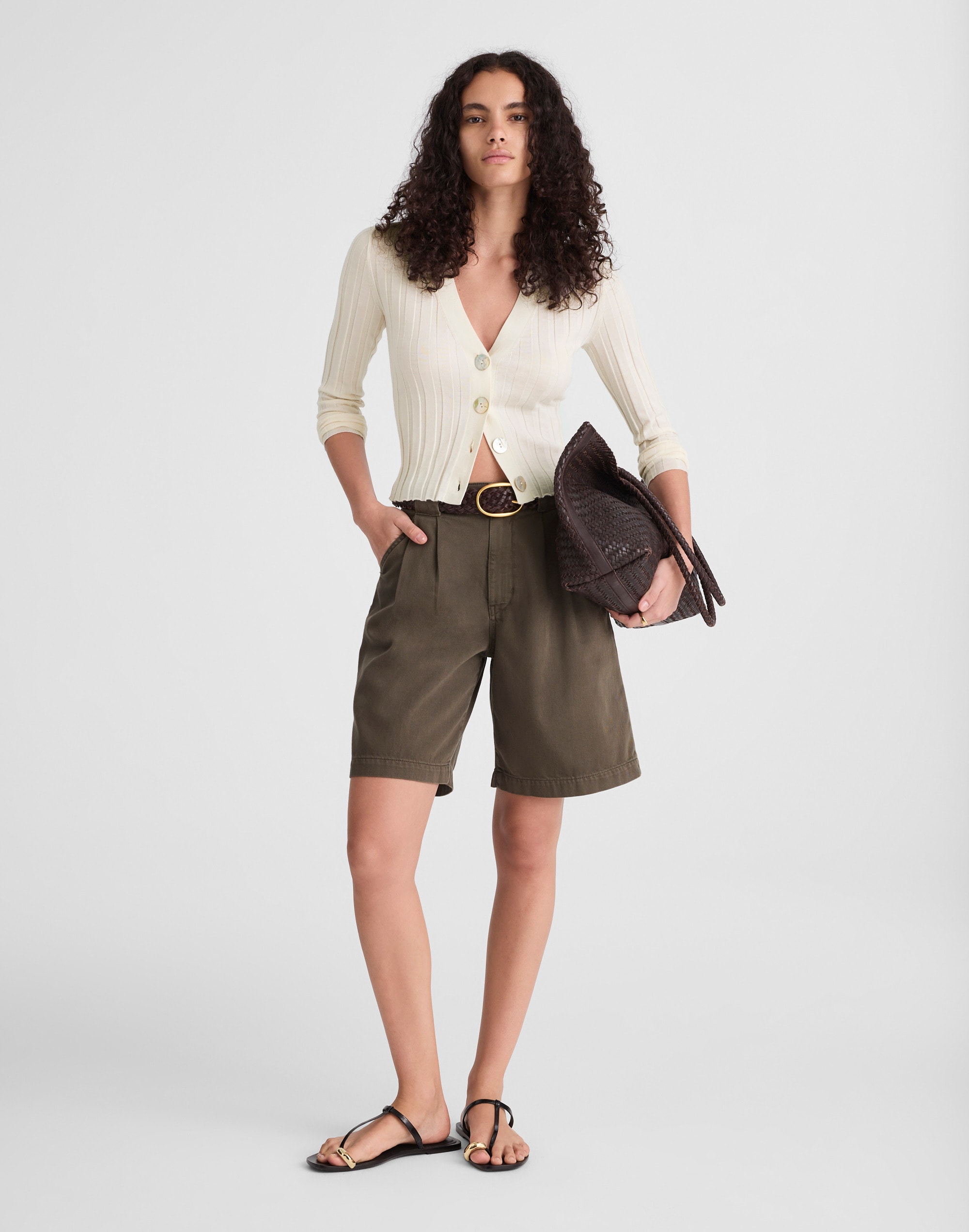 Ribbed V-Neck Cardigan