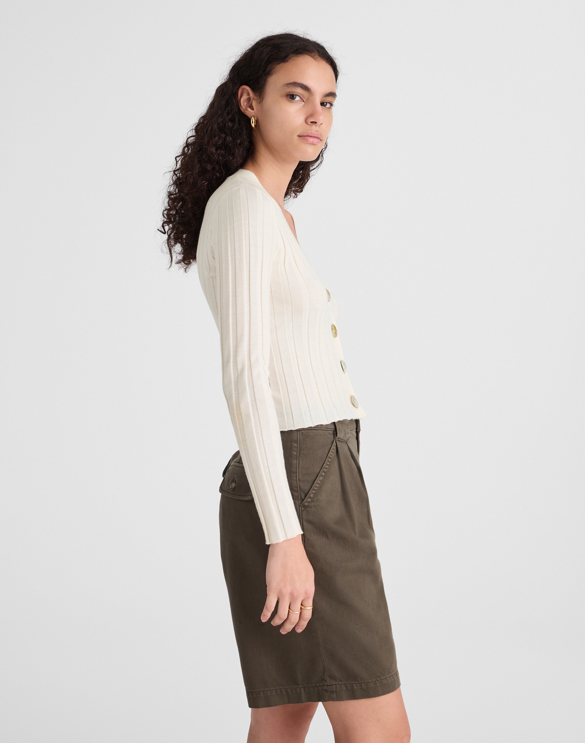 Ribbed V-Neck Cardigan