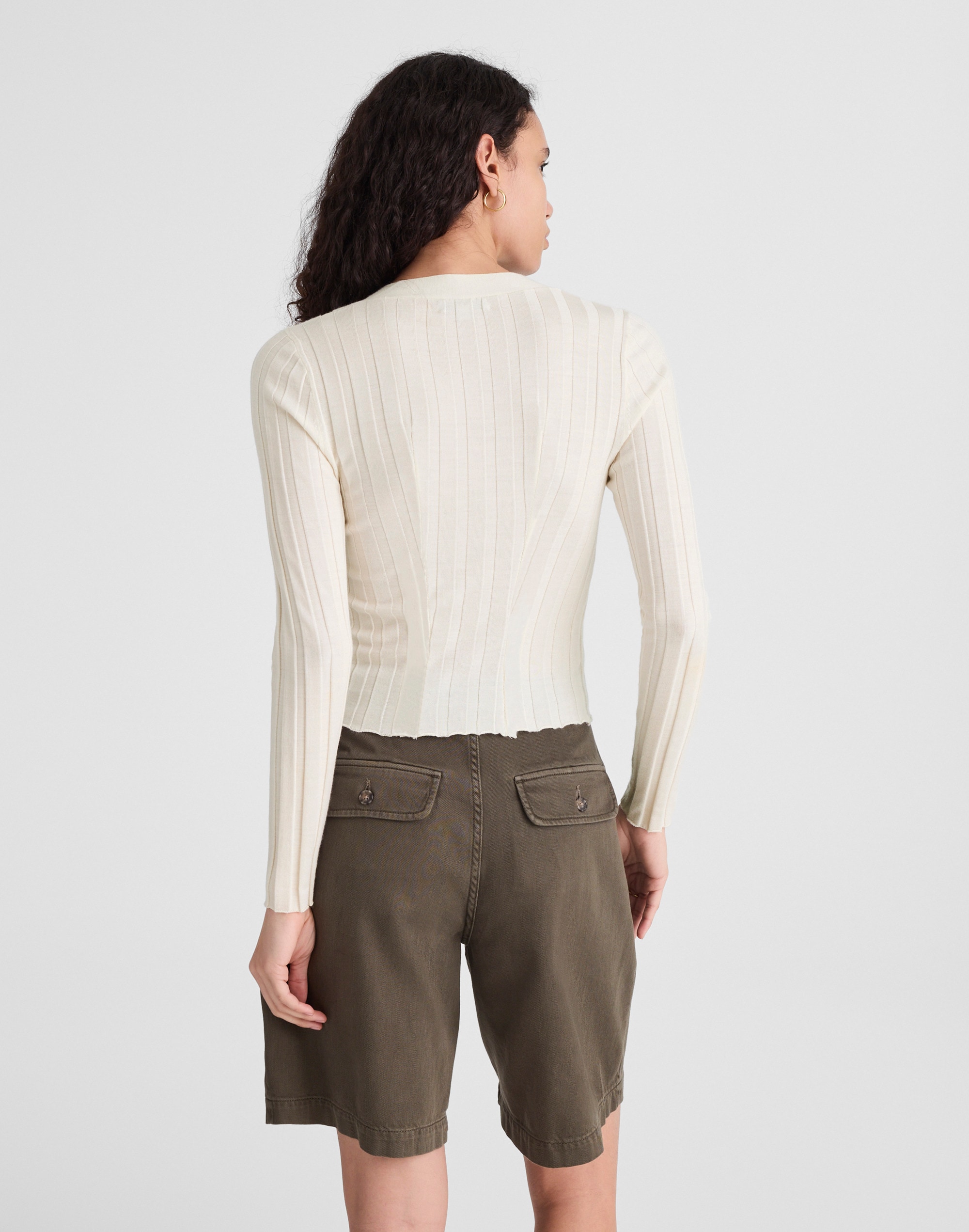 Ribbed V-Neck Cardigan