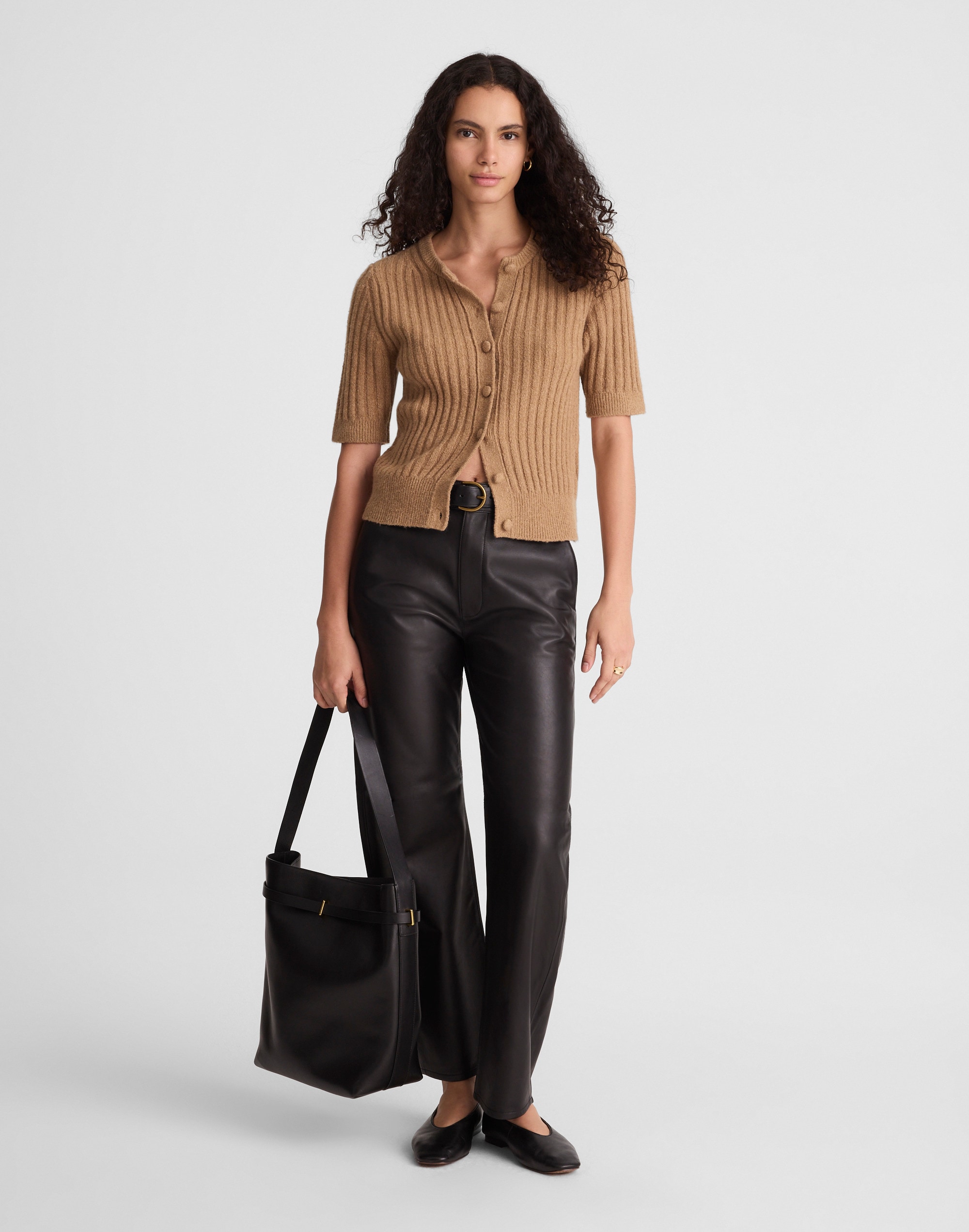 Short Puff-Sleeve Cardigan