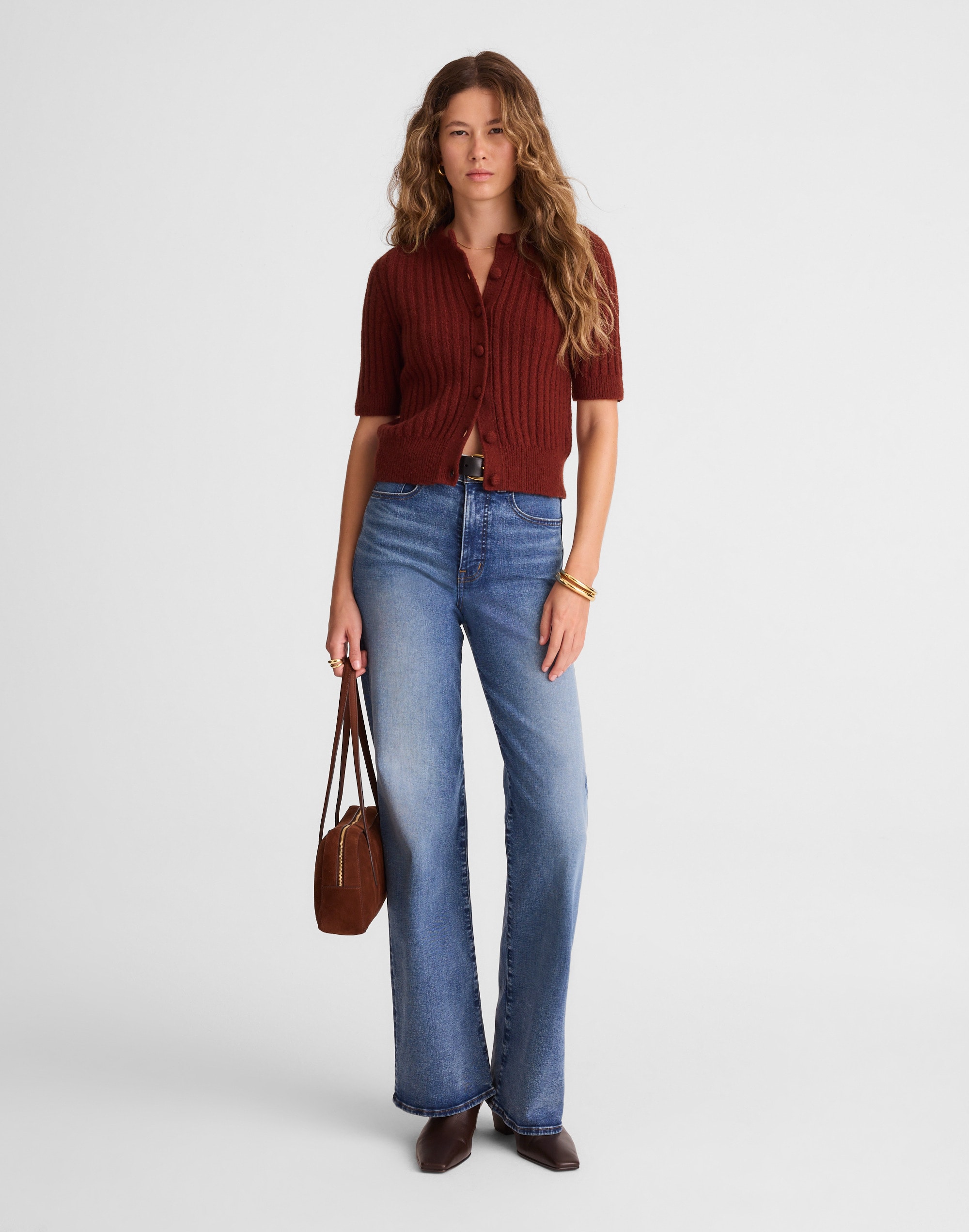 Short Puff-Sleeve Cardigan