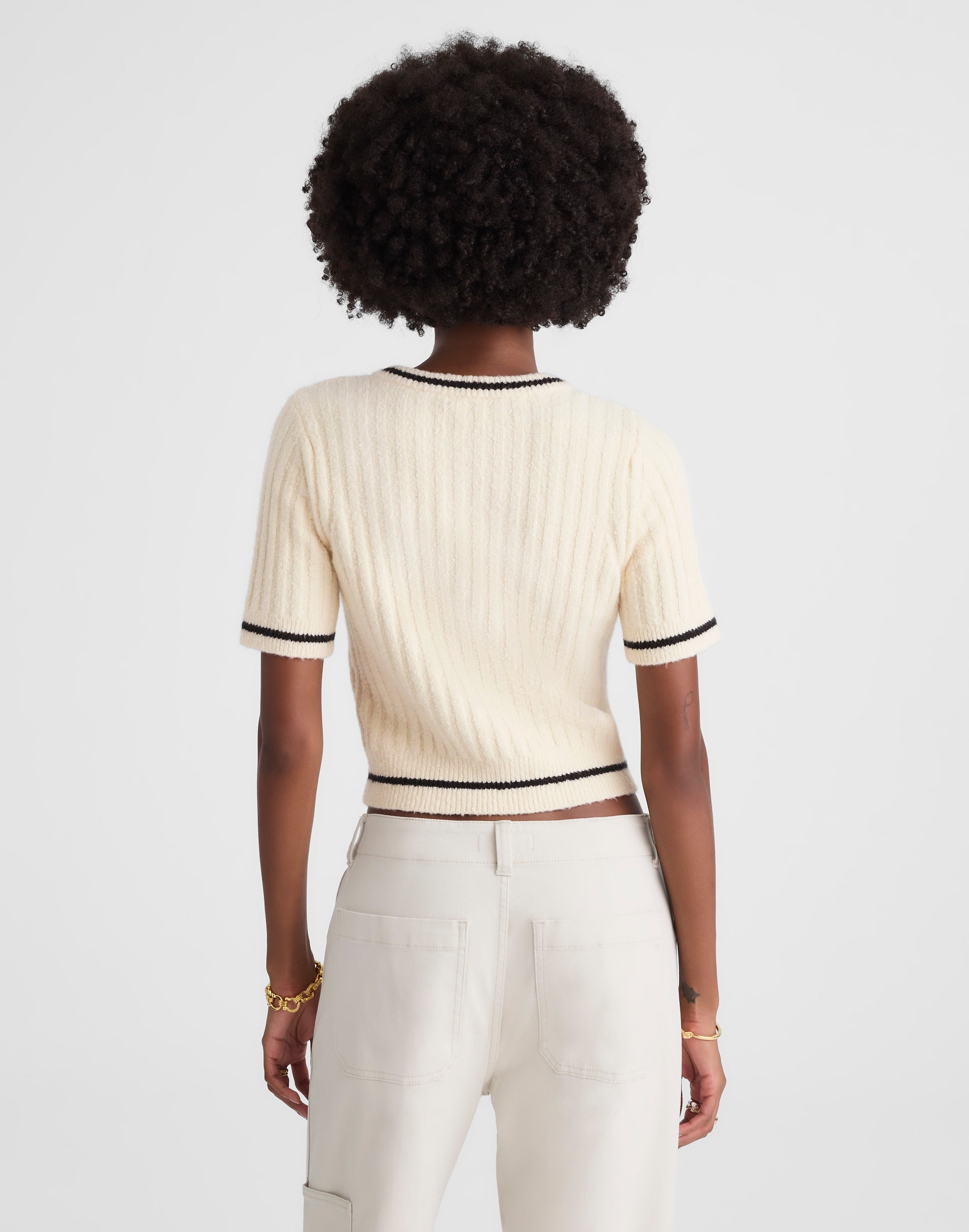 Short Puff-Sleeve Cardigan