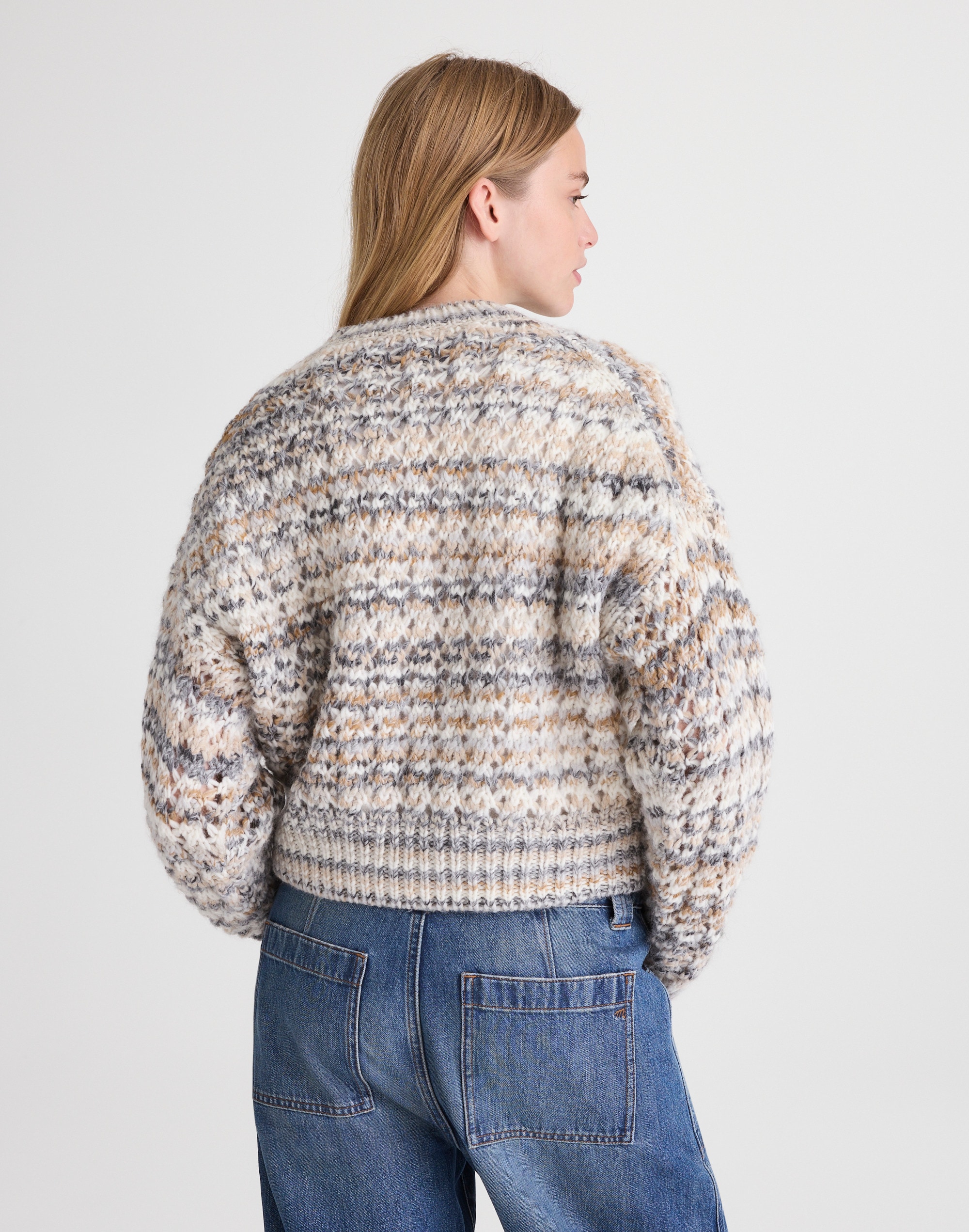 Open-Stitch Mockneck Sweater