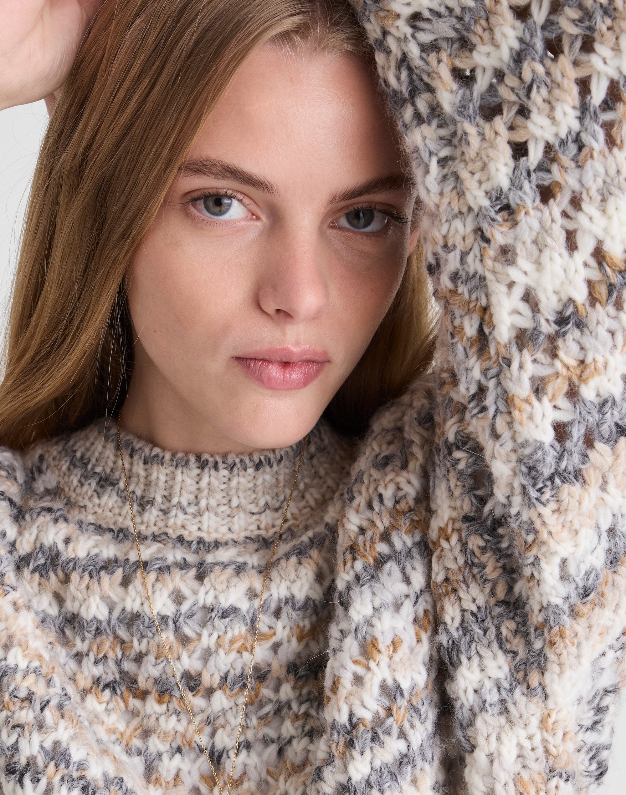 Open-Stitch Mockneck Sweater