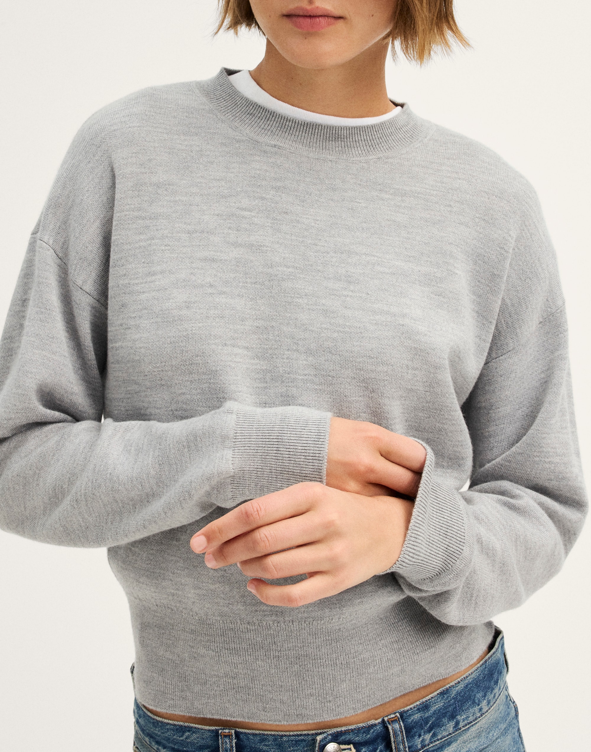Relaxed Crewneck Sweater in Merino-Silk Blend