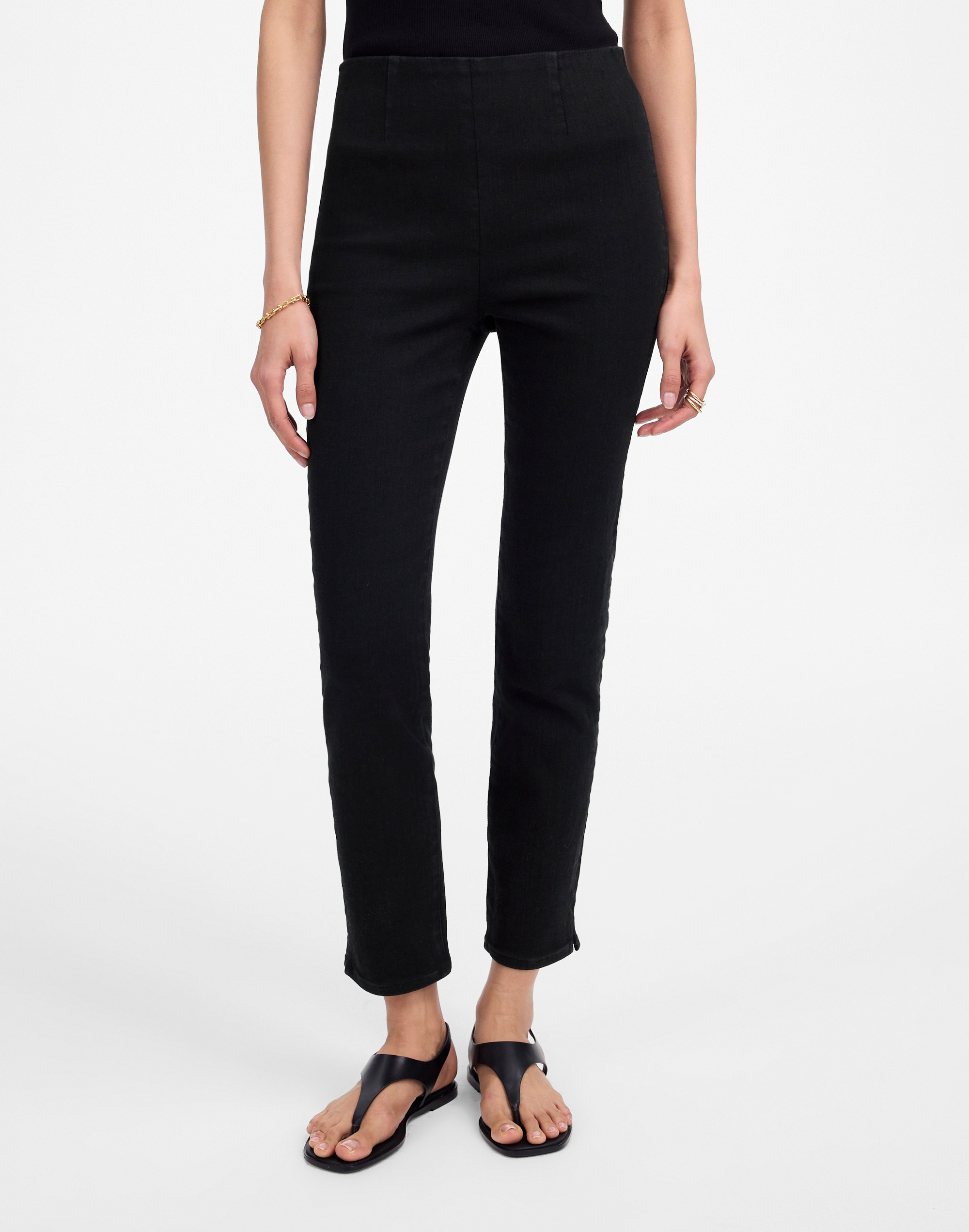 Denim Slim Crop Pants in Black Rinse