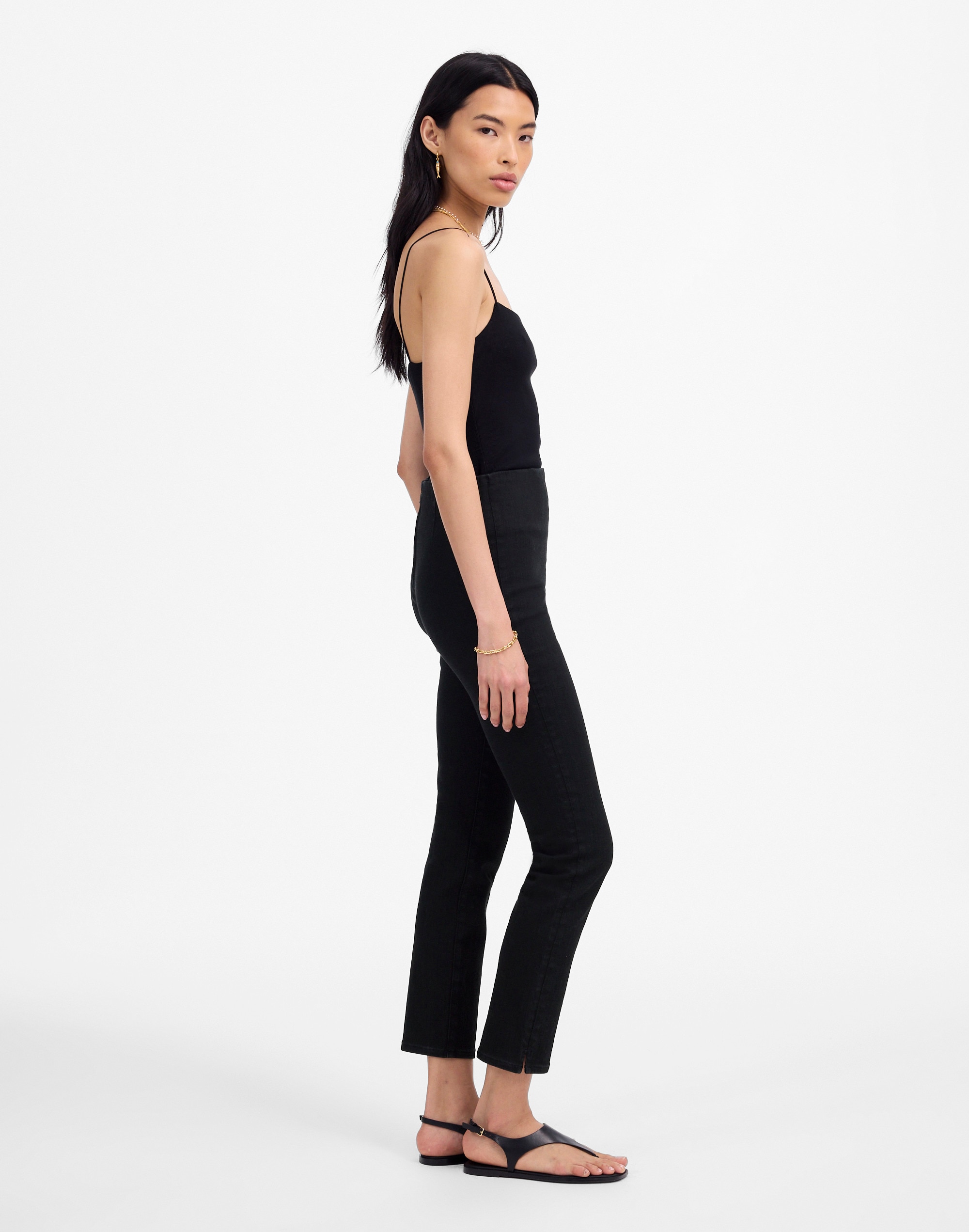Denim Slim Crop Pants in Black Rinse