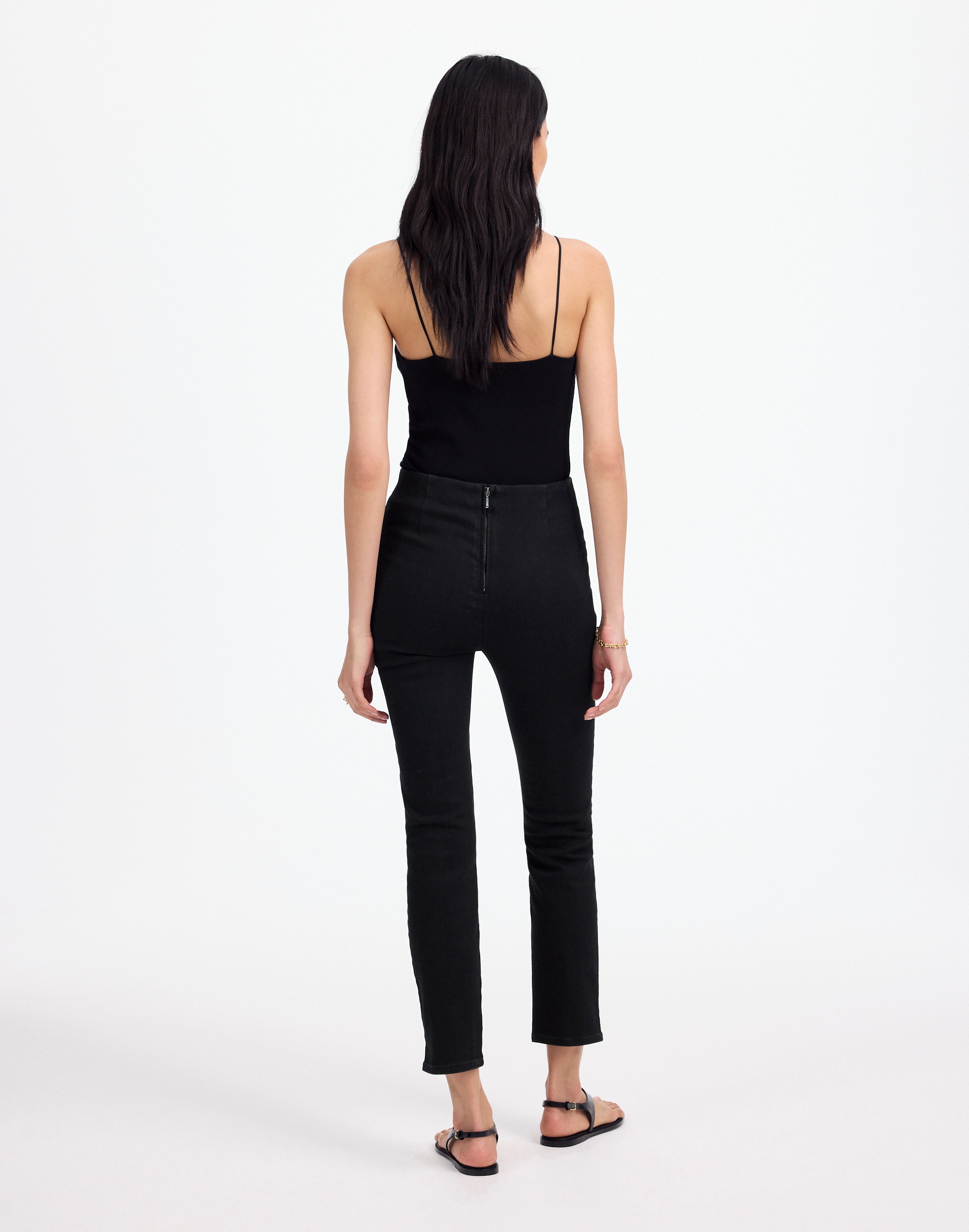 Denim Slim Crop Pants in Black Rinse