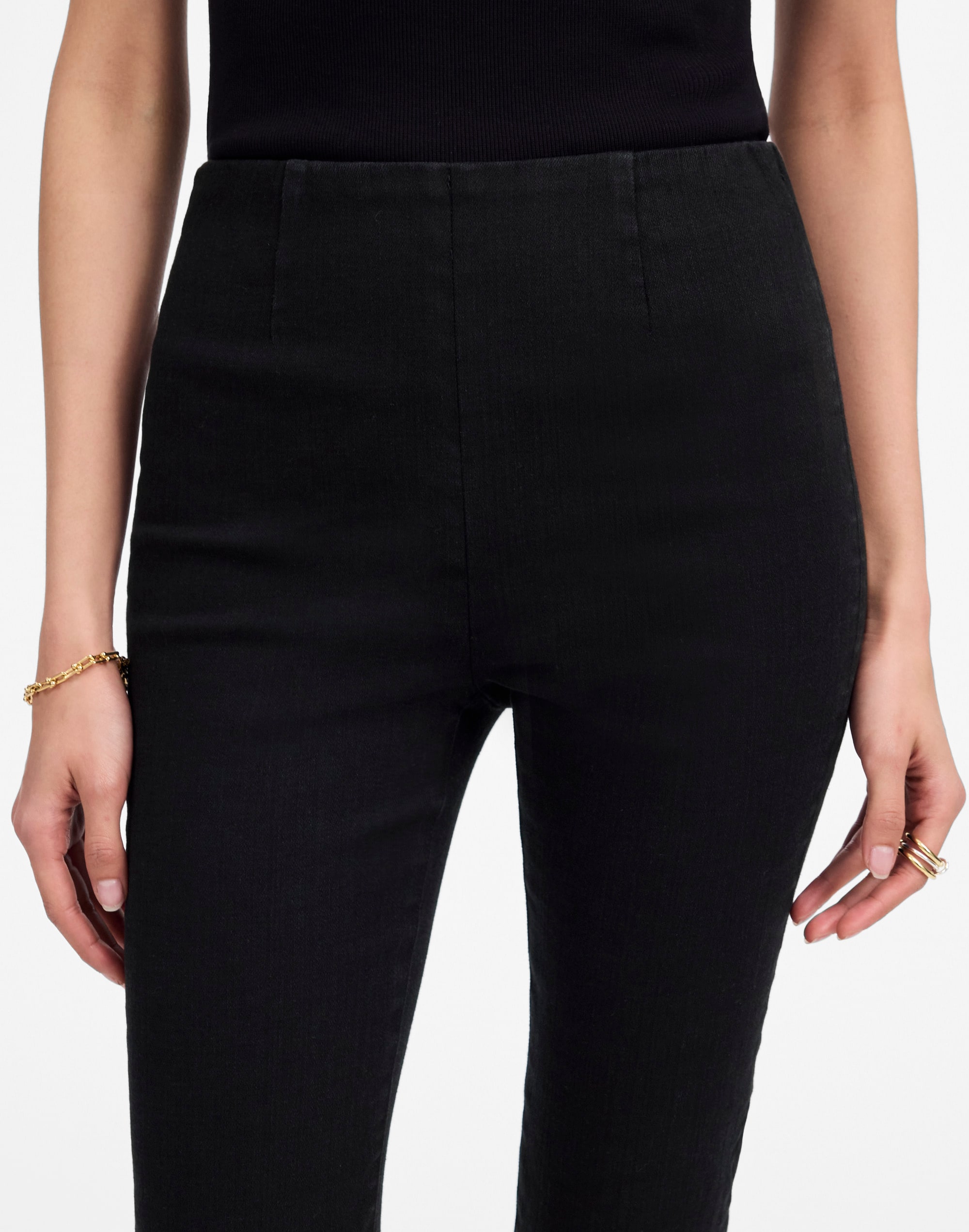 Denim Slim Crop Pants in Black Rinse