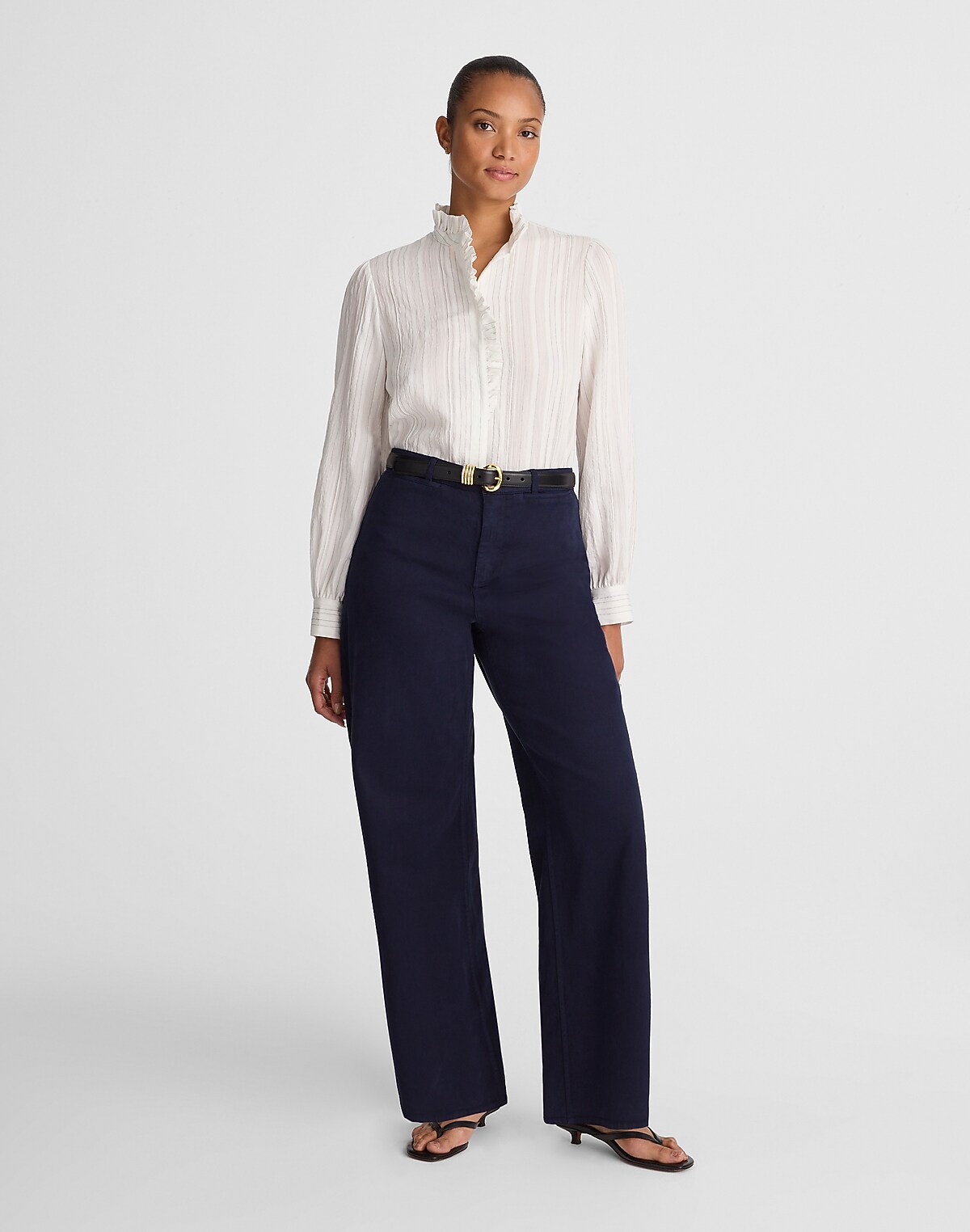 The Curvy Wide-Leg Pant in Garment-Dyed Twill