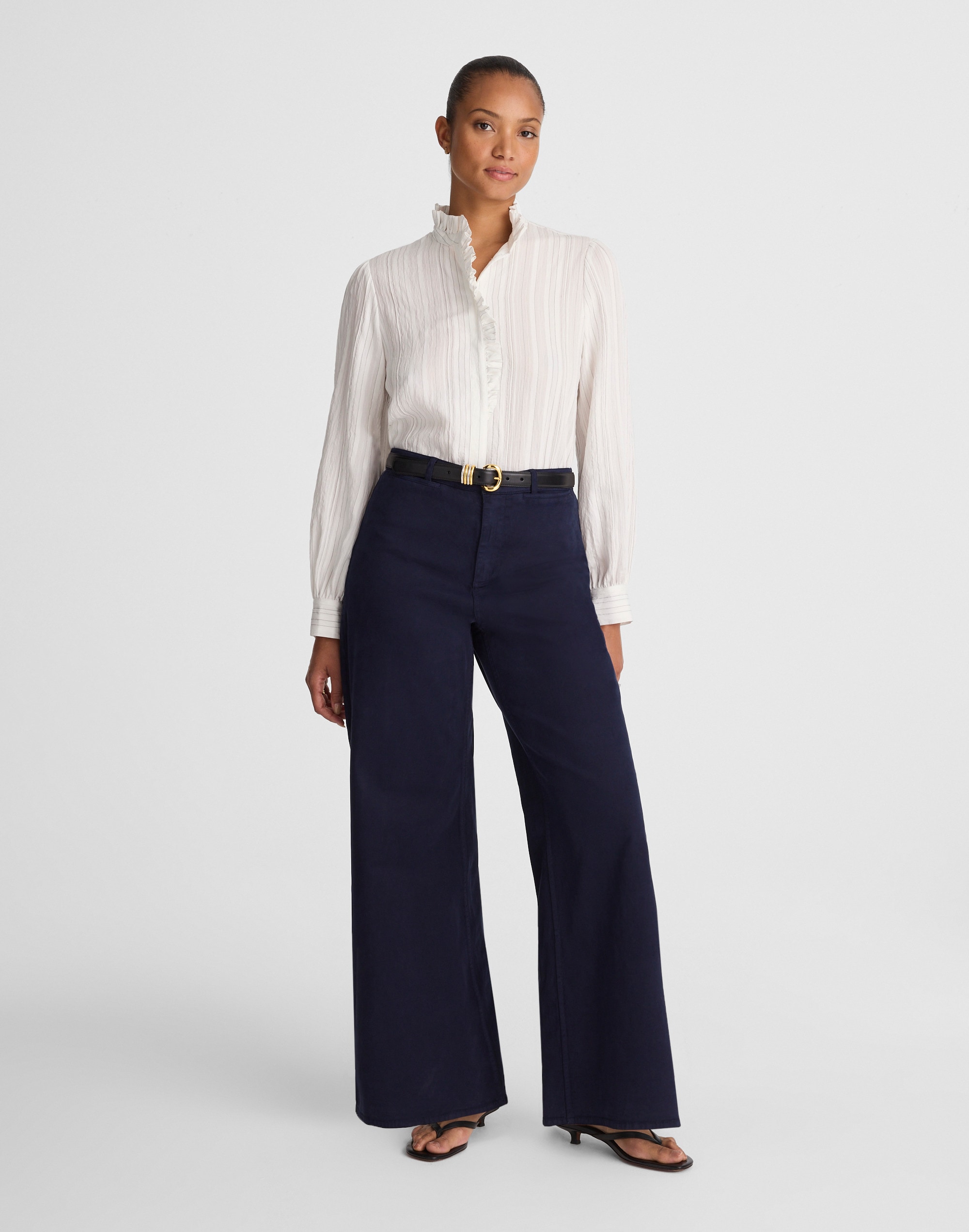 the curvy wide-leg pant in garment-dyed twill