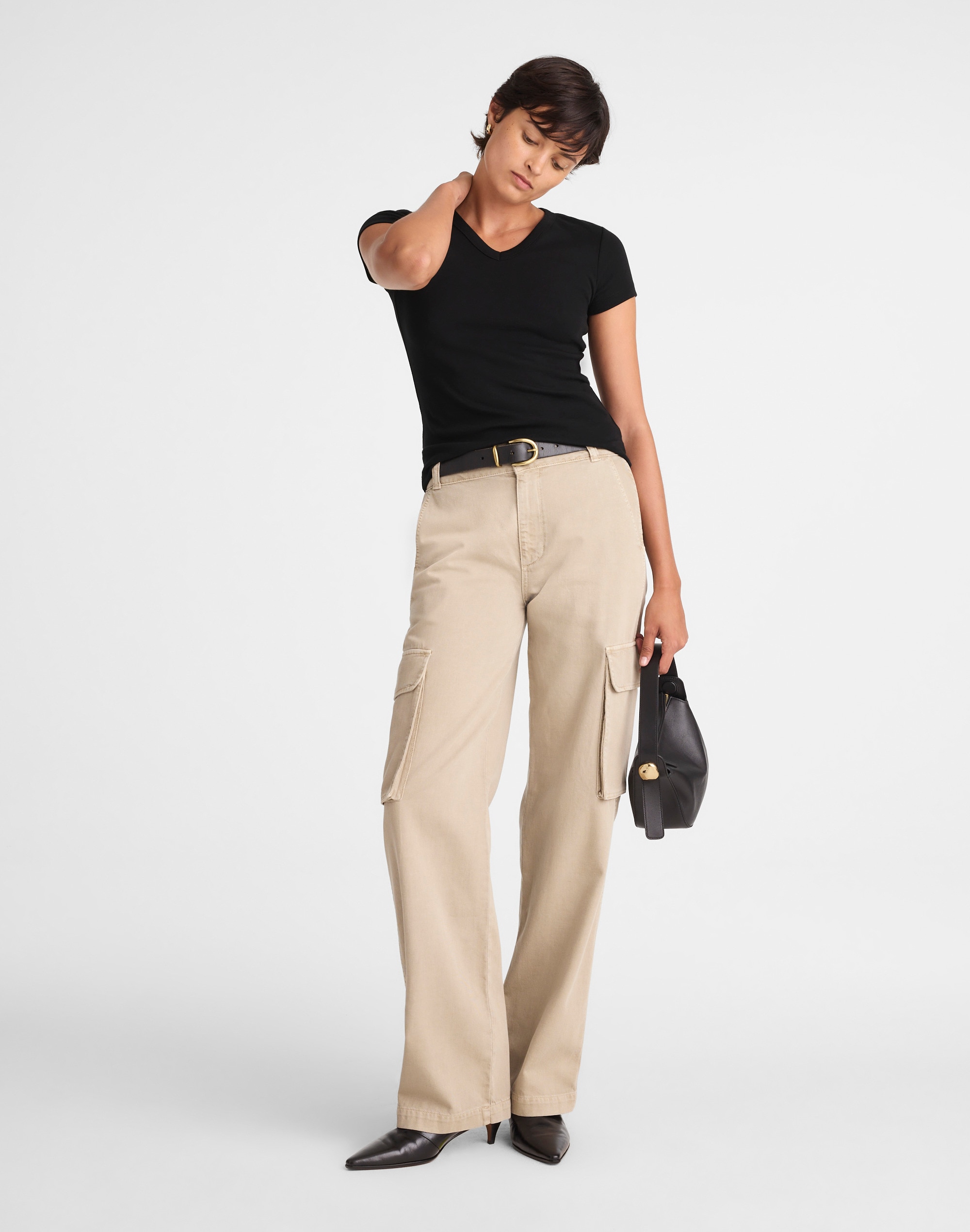 The '90s V-Neck Baby Tee in Compact Cotton