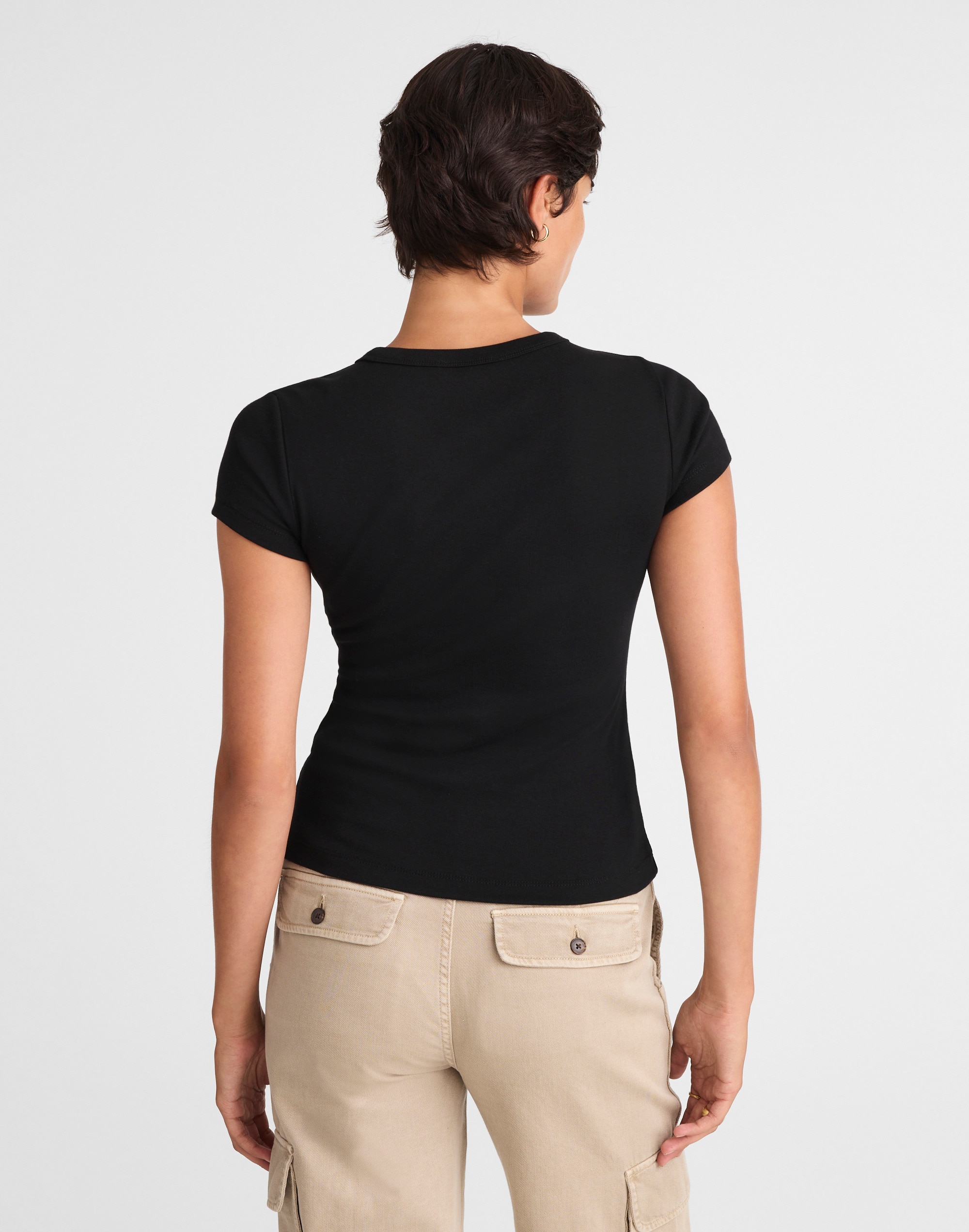 The '90s V-Neck Baby Tee in Compact Cotton