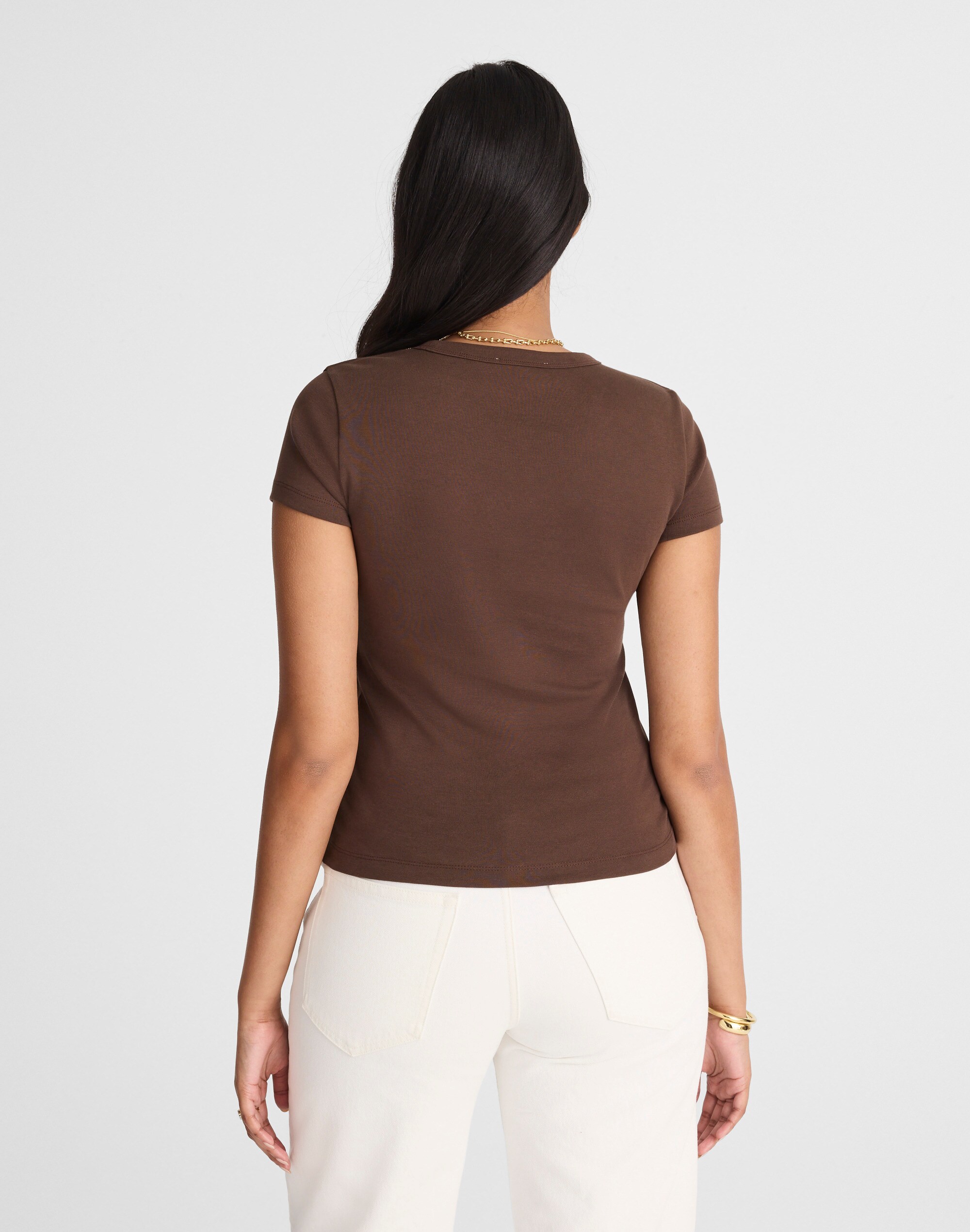 The '90s V-Neck Baby Tee in Compact Cotton Alternate Image 4