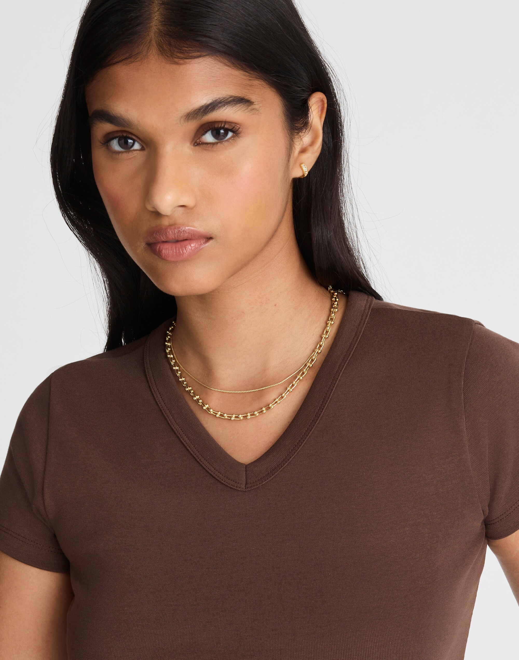 The '90s V-Neck Baby Tee in Compact Cotton Alternate Image 5