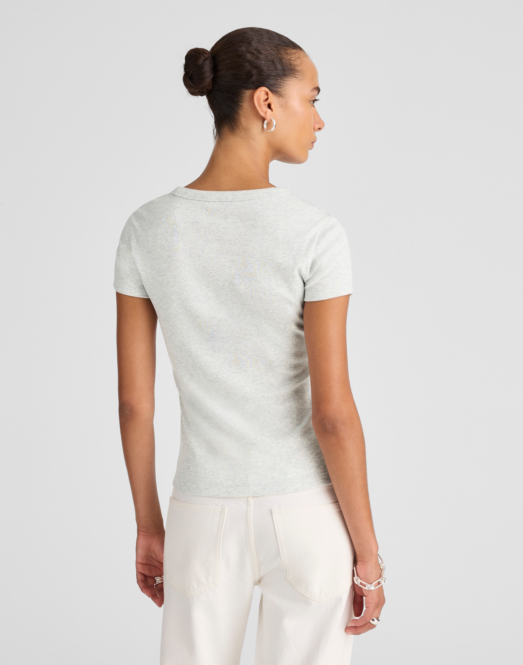 The '90s V-Neck Baby Tee in Compact Cotton