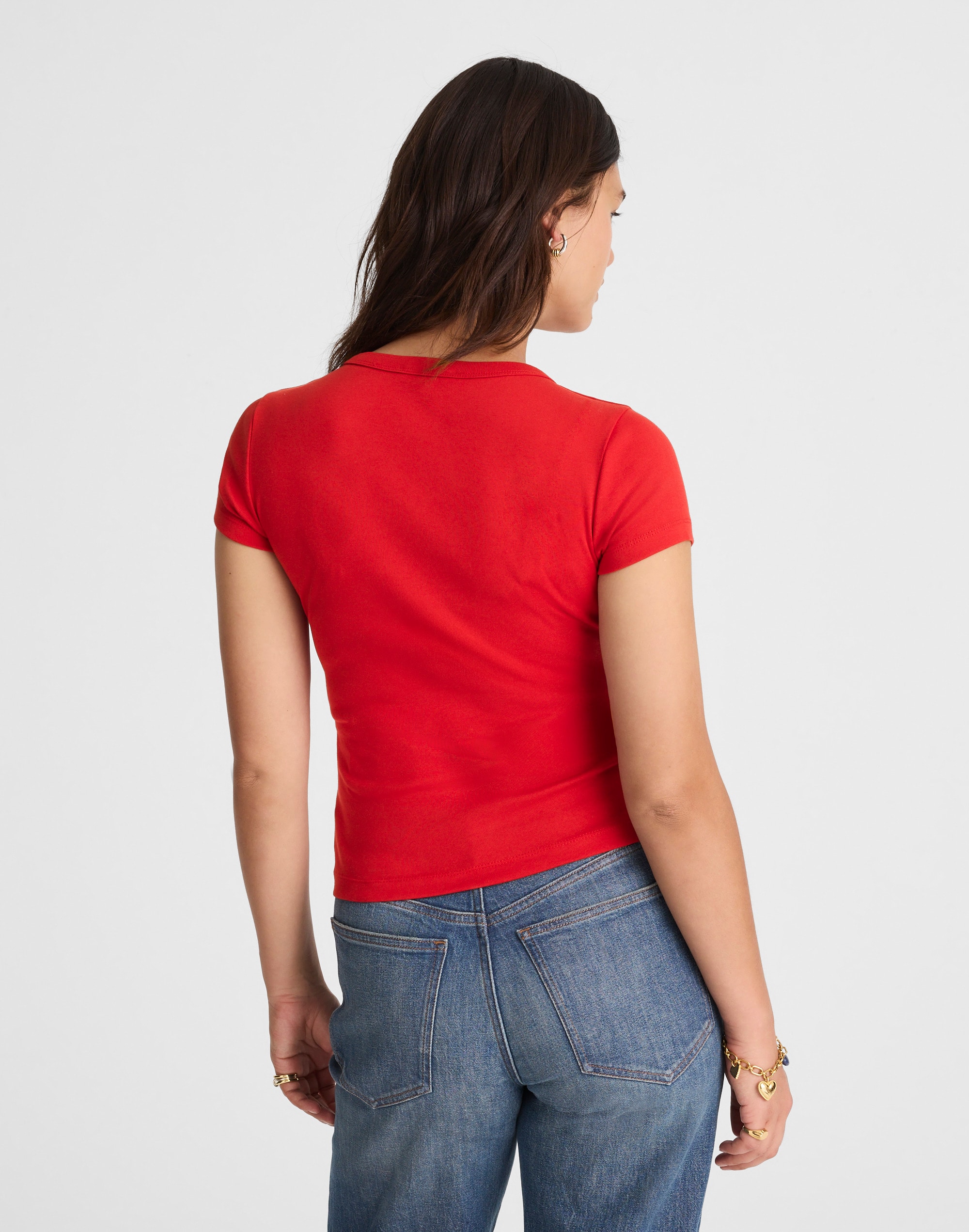 The '90s V-Neck Baby Tee in Compact Cotton