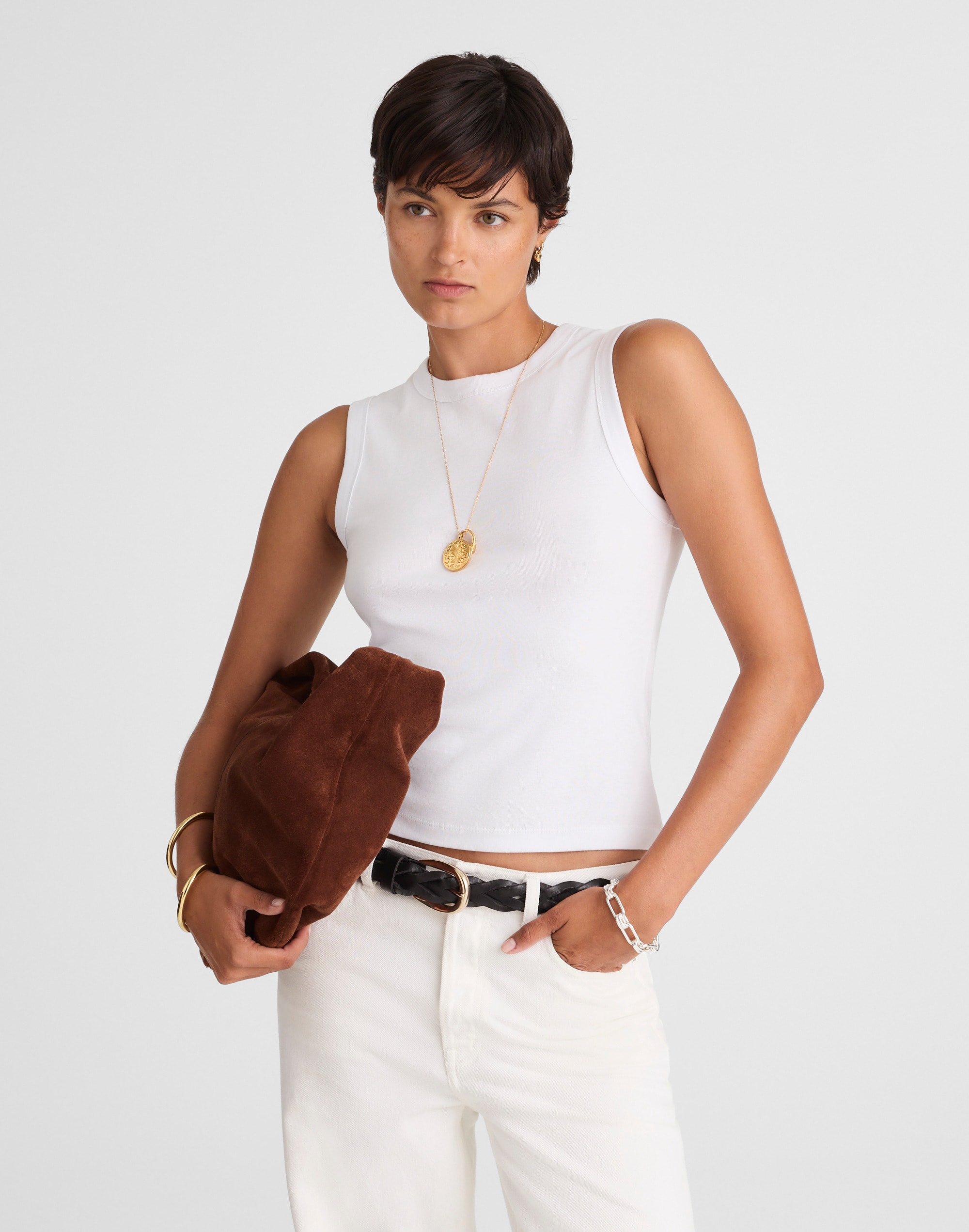 The '90s Crew Neck Tank in Compact Cotton