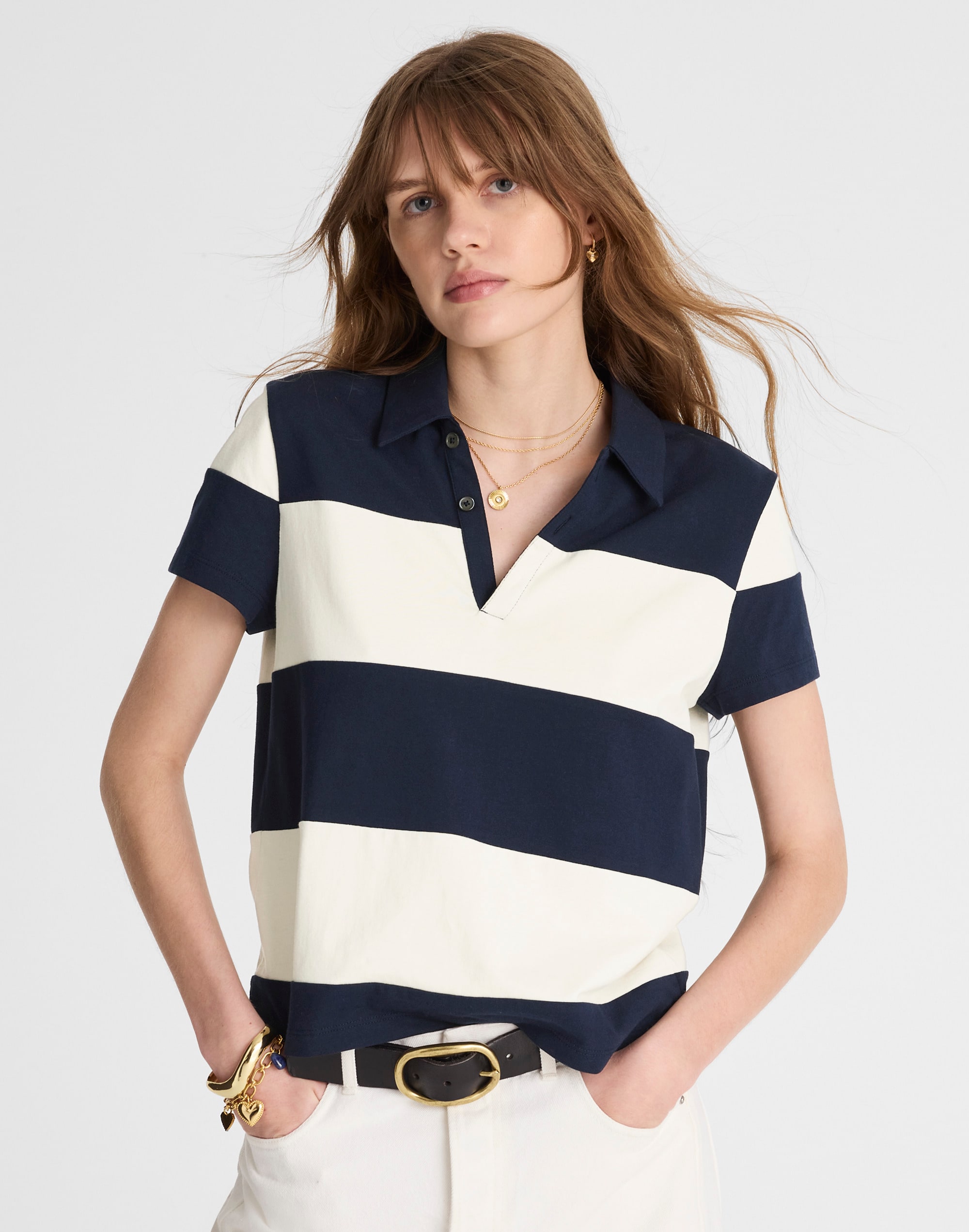 Pieced Boxy Polo Tee