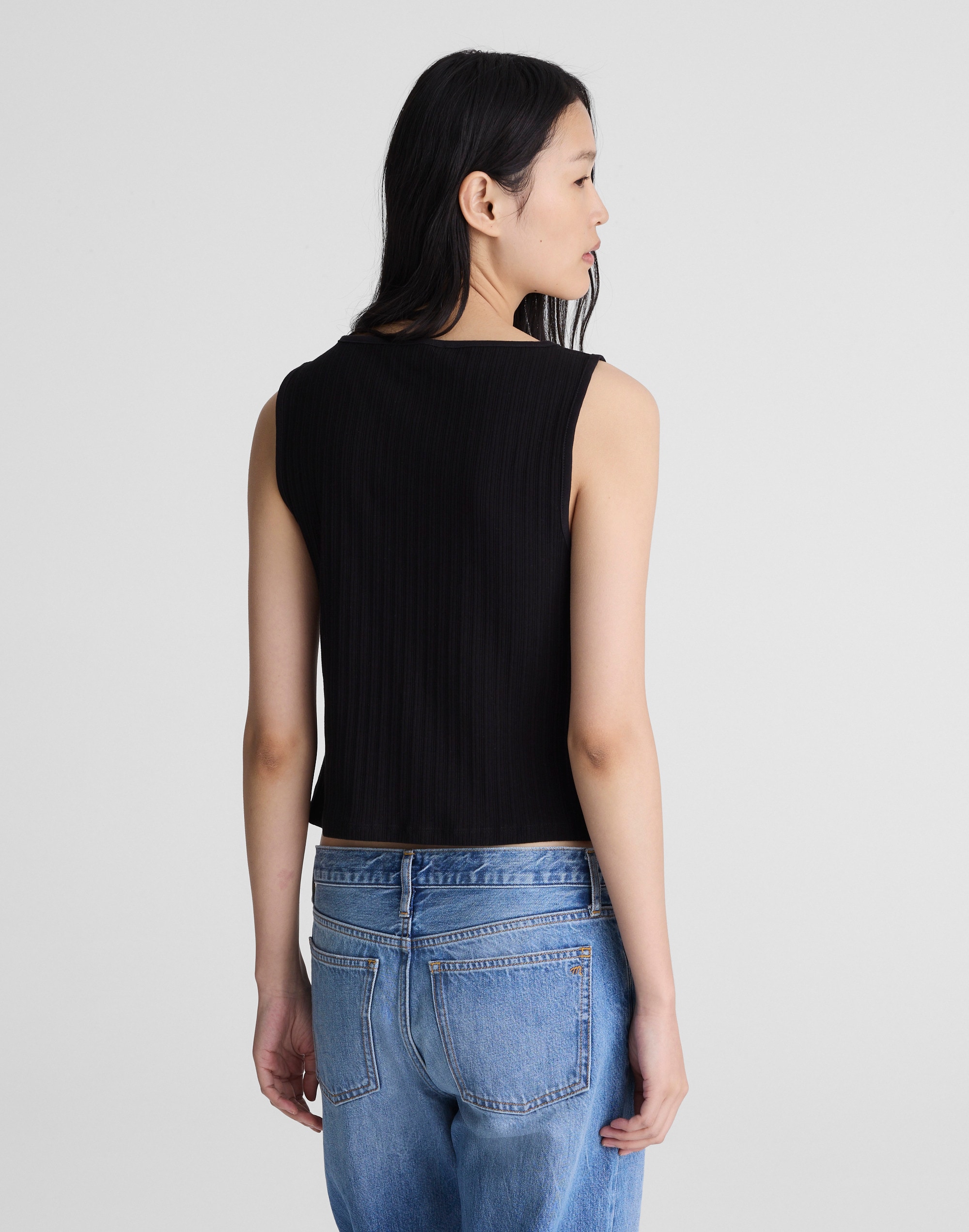 Ribbed Crewneck Shell Top