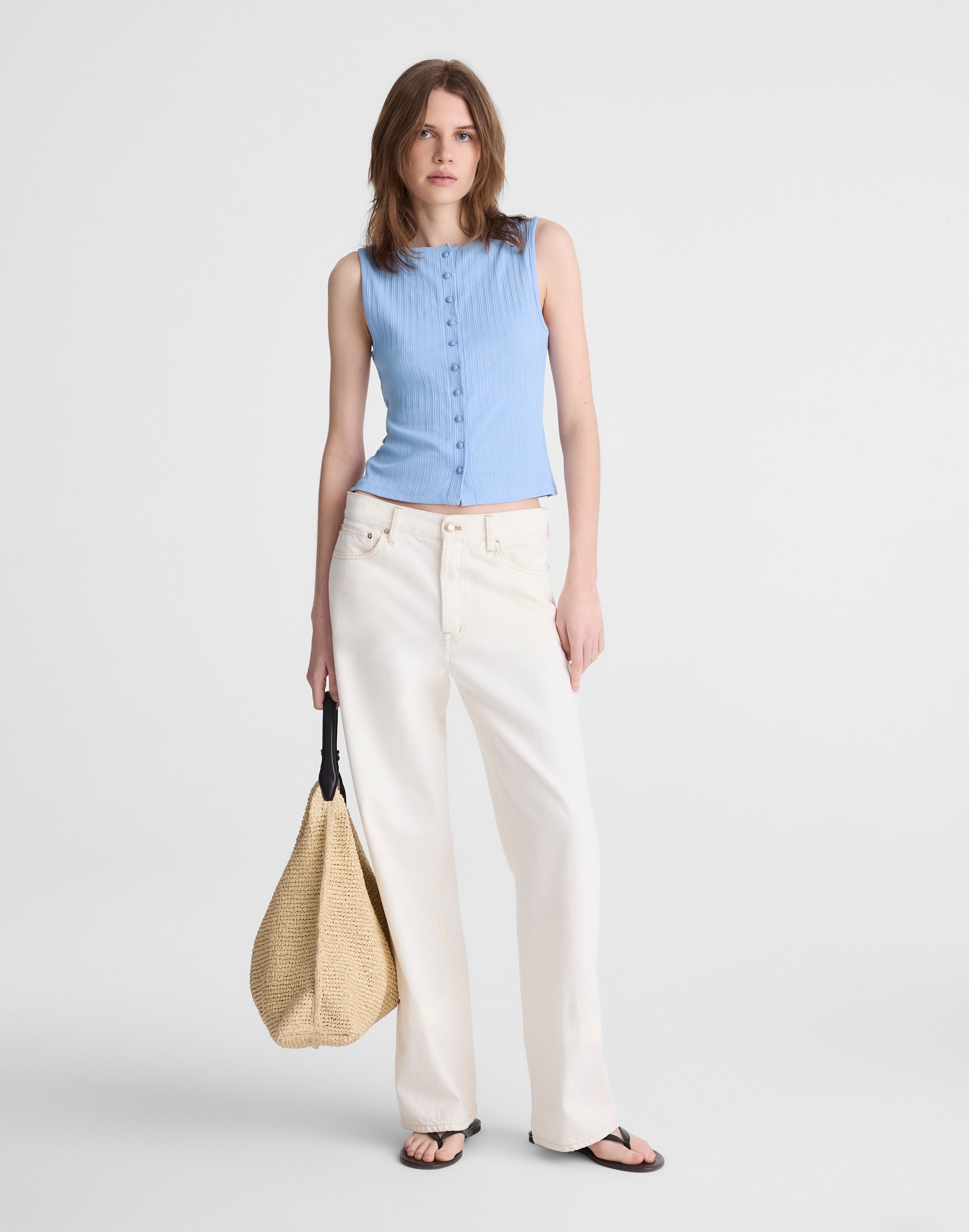 Ribbed Crewneck Shell Top