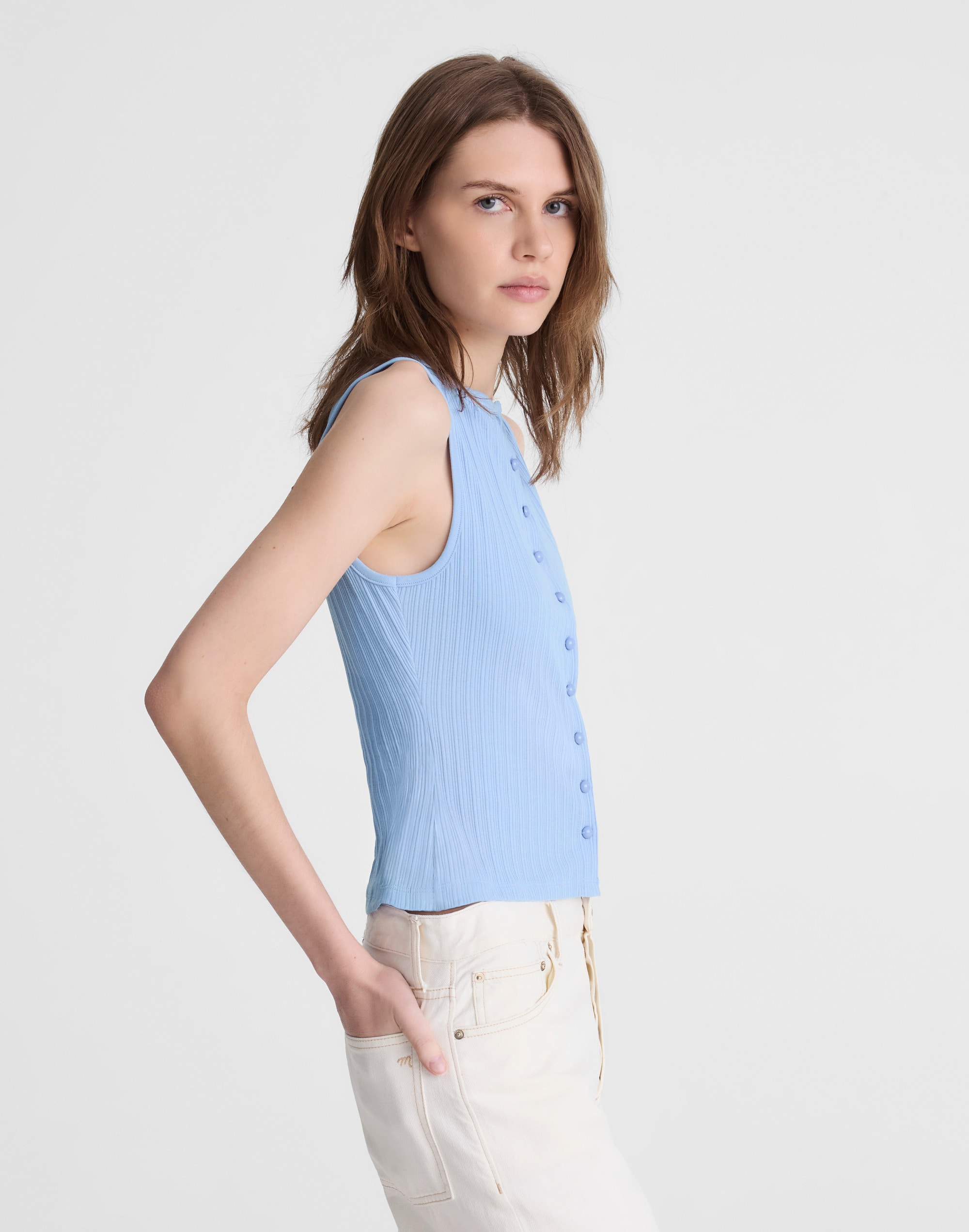 Ribbed Crewneck Shell Top