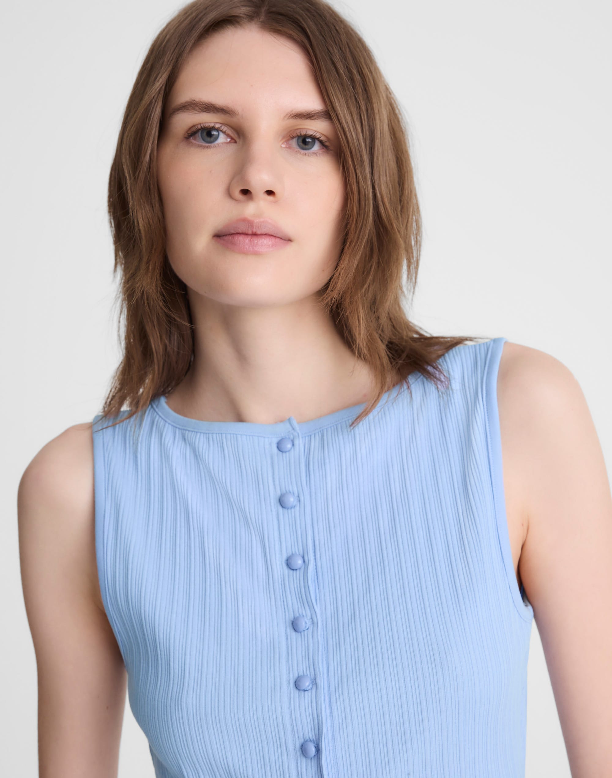 Ribbed Crewneck Shell Top