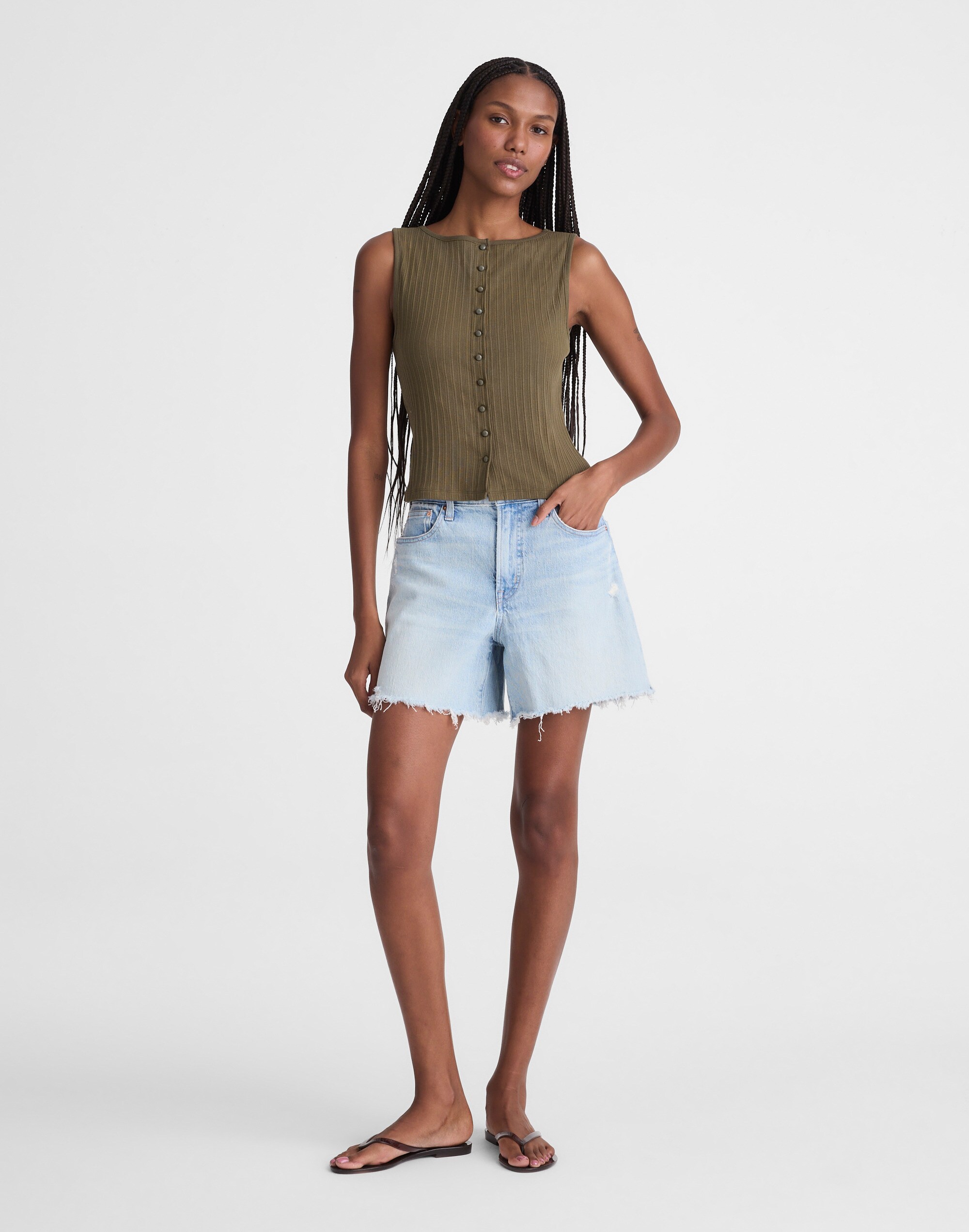 Ribbed Crewneck Shell Top