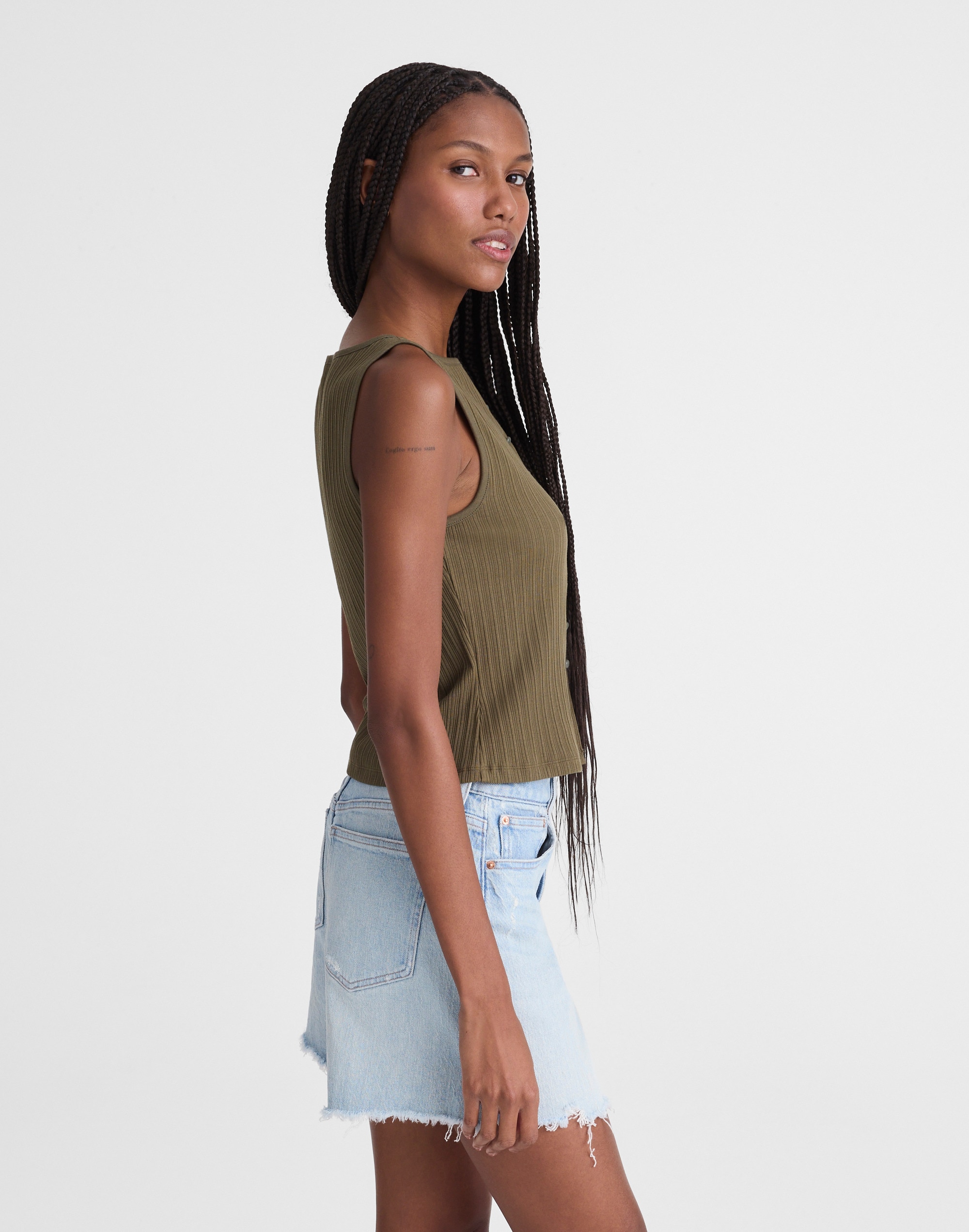 Ribbed Crewneck Shell Top