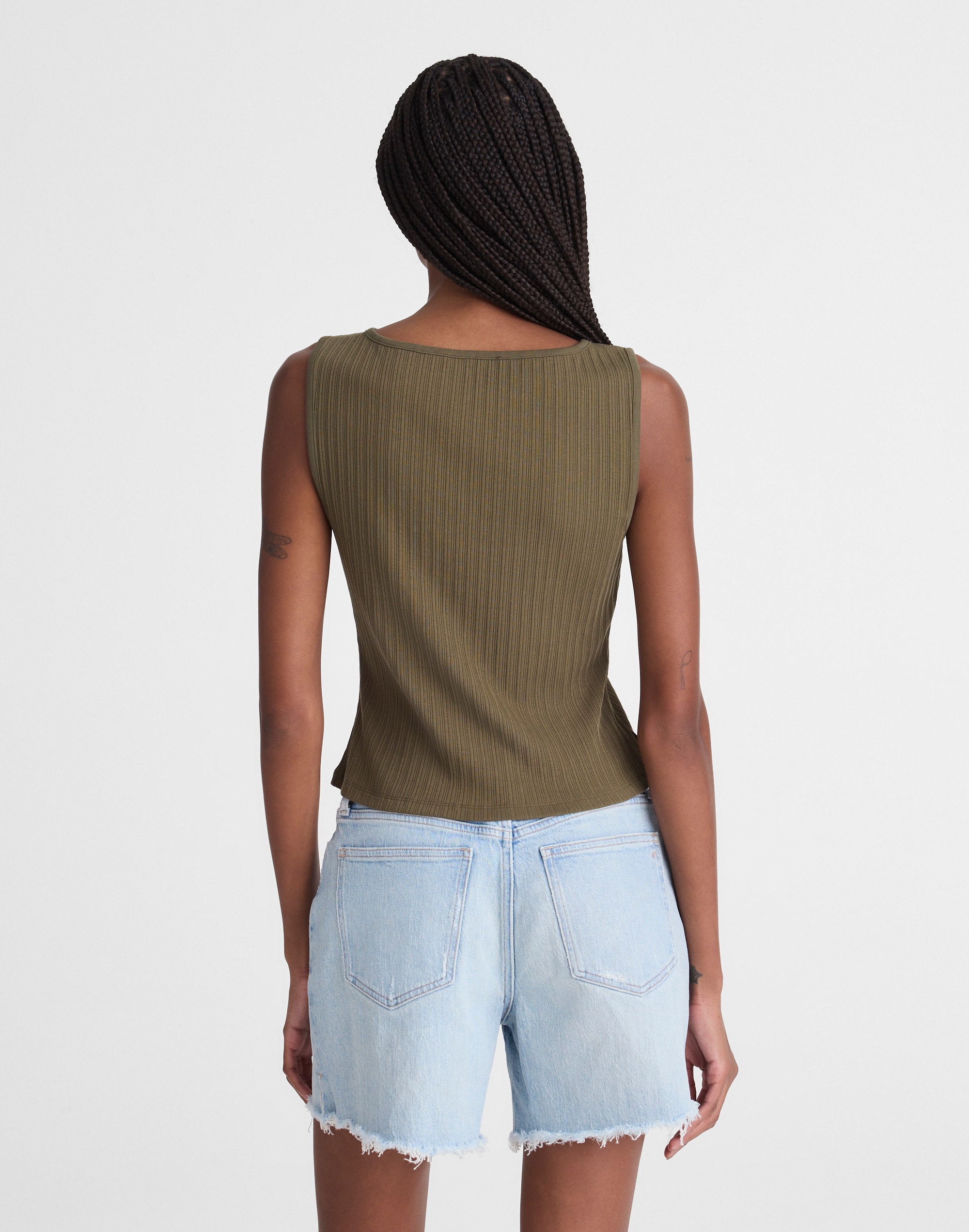Ribbed Crewneck Shell Top