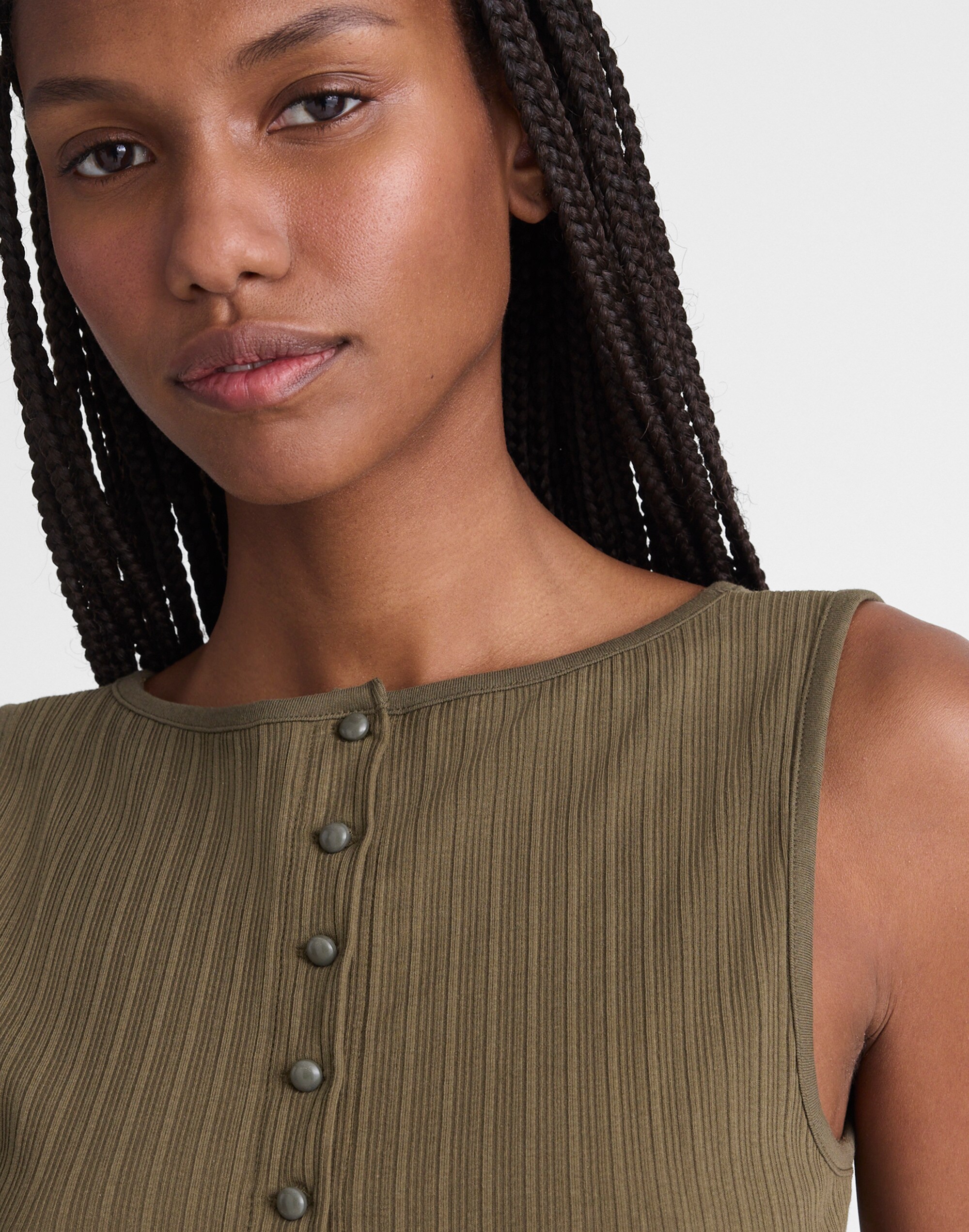 Ribbed Crewneck Shell Top