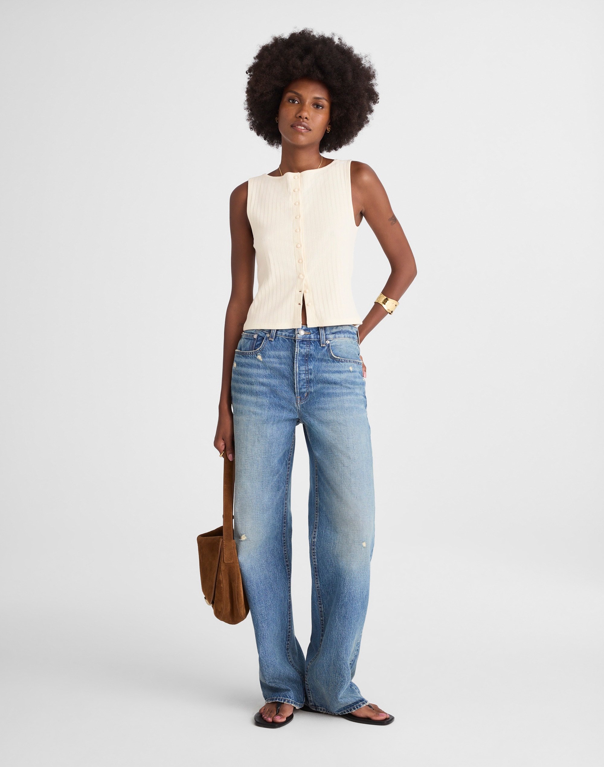 Ribbed Crewneck Shell Top