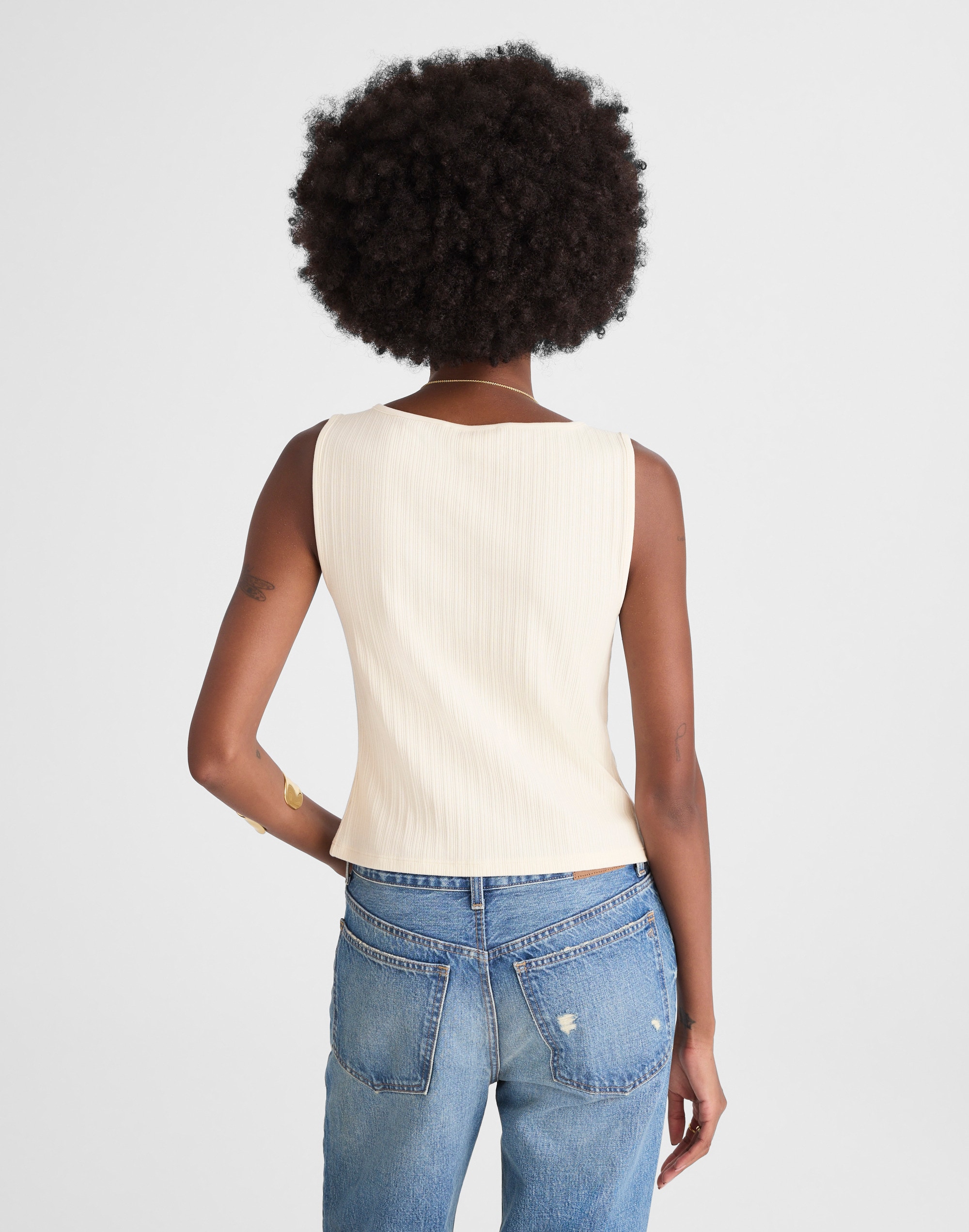 Ribbed Crewneck Shell Top