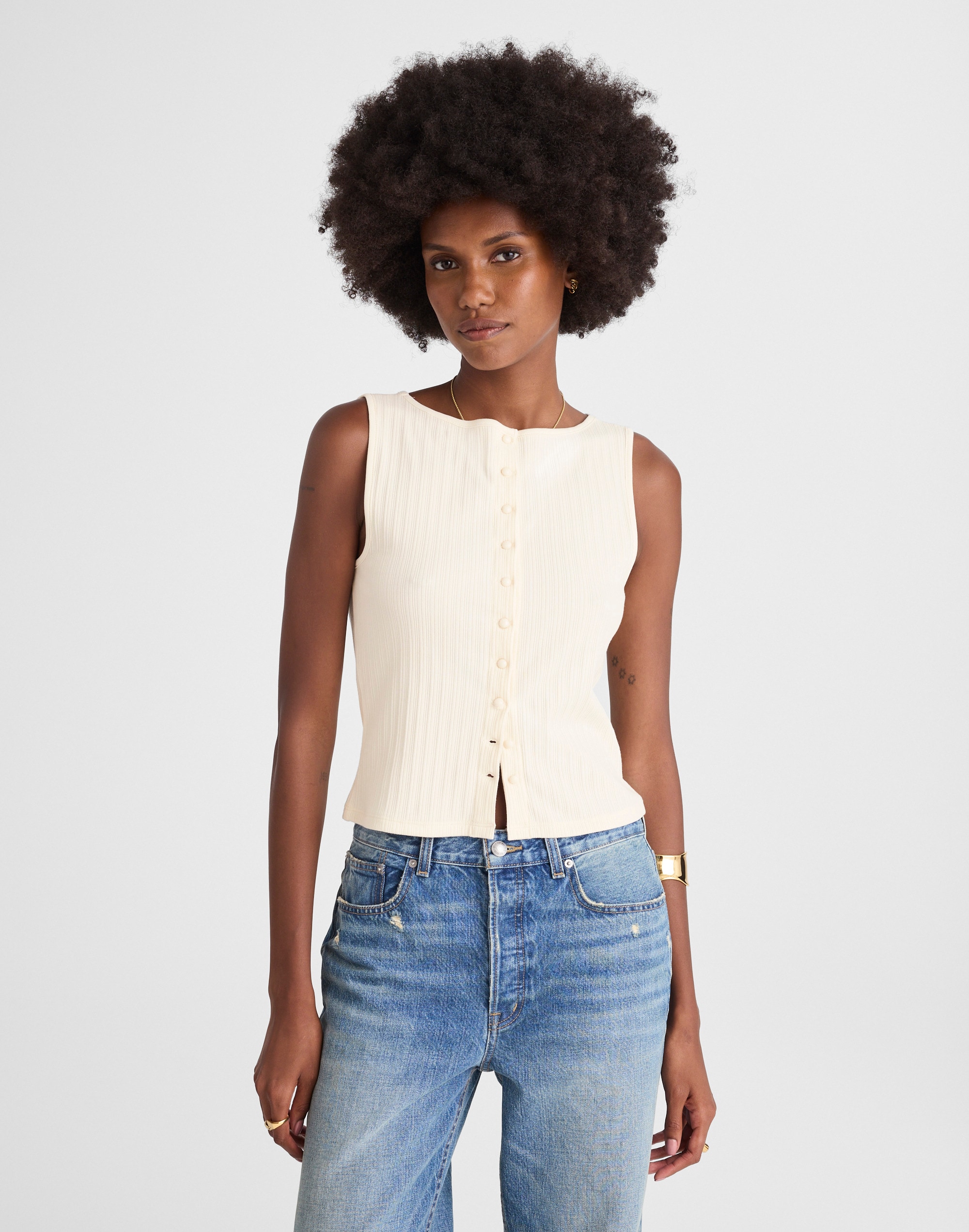 Ribbed Crewneck Shell Top