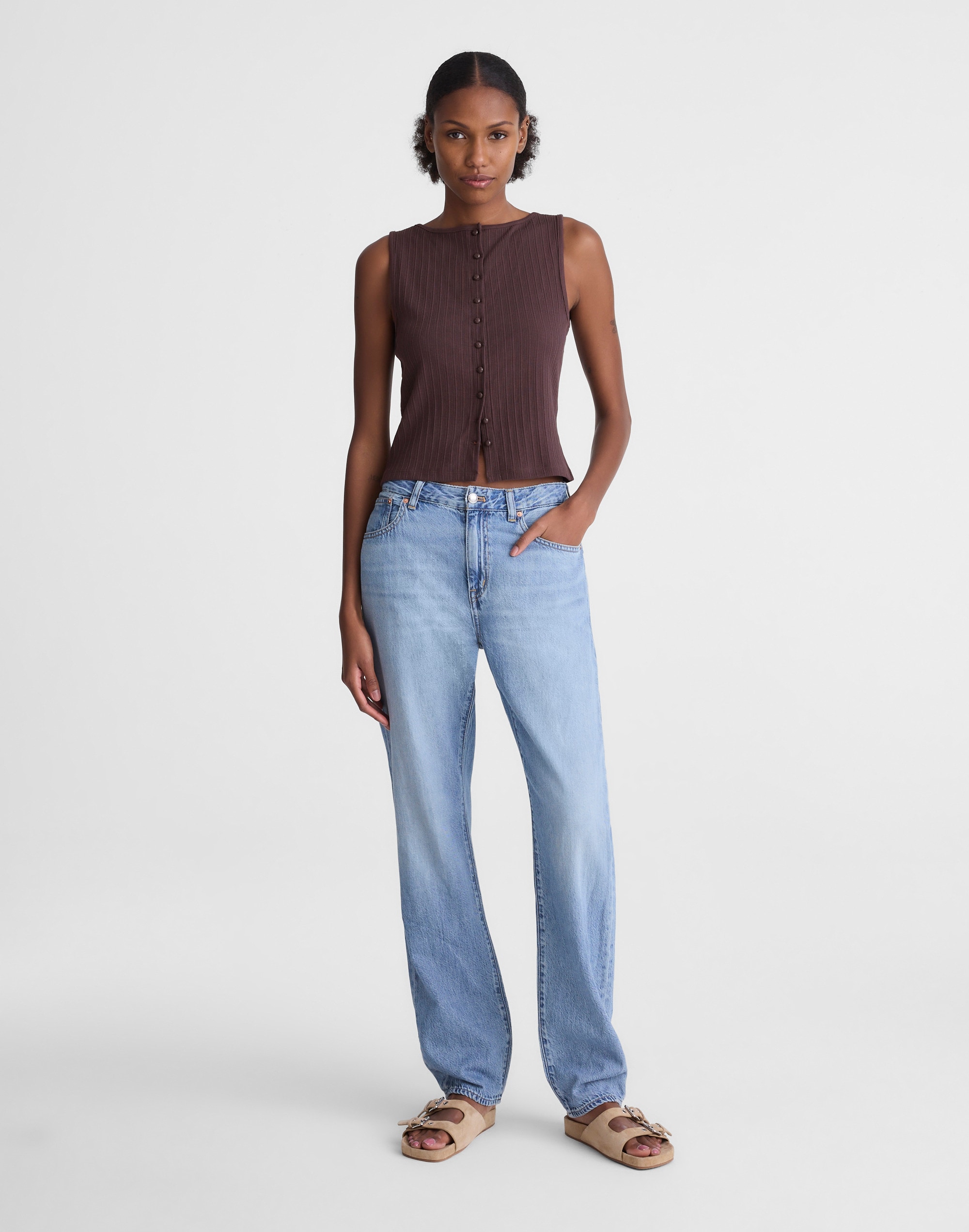 Ribbed Crewneck Shell Top