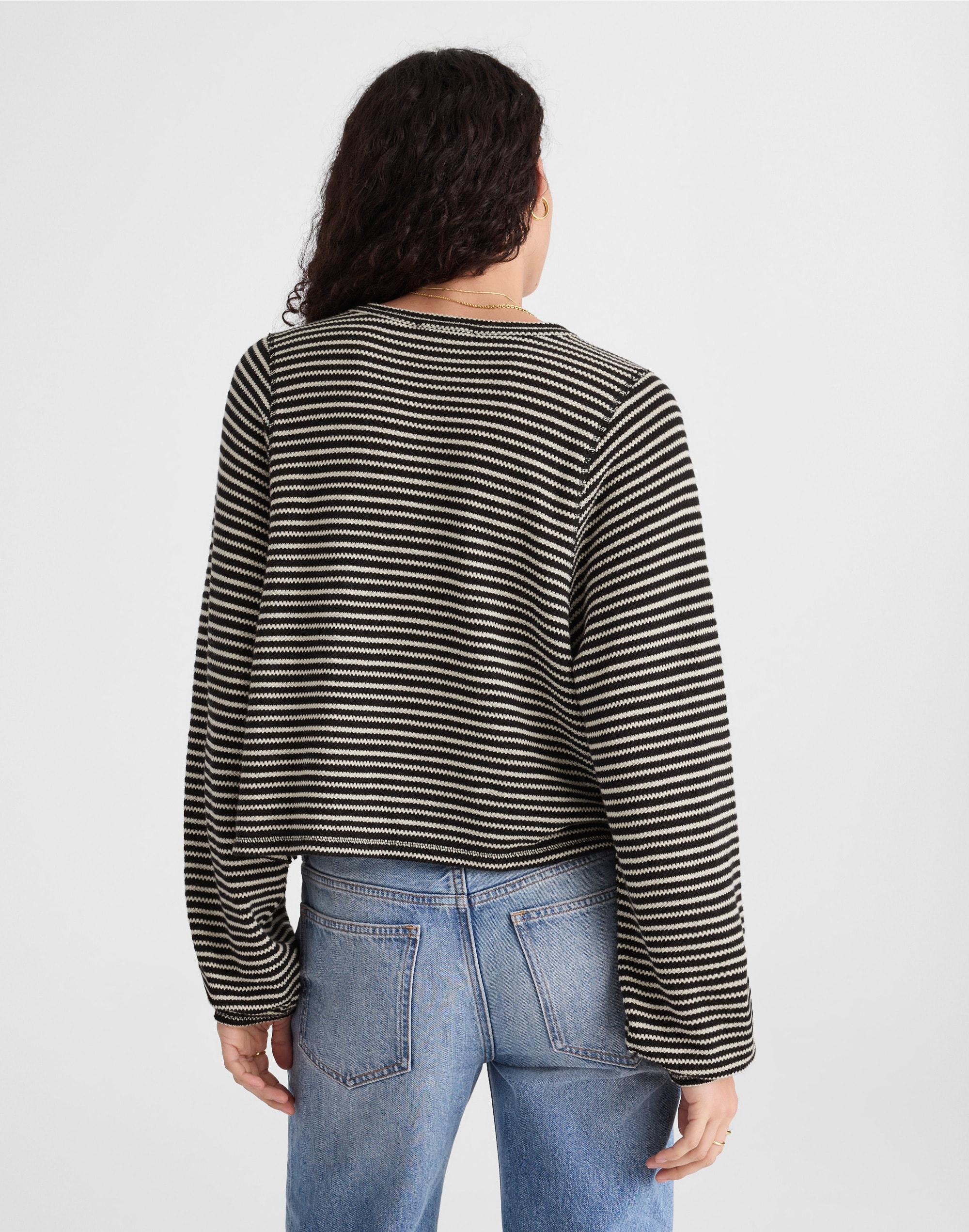 Striped Curved Long-Sleeve Tee