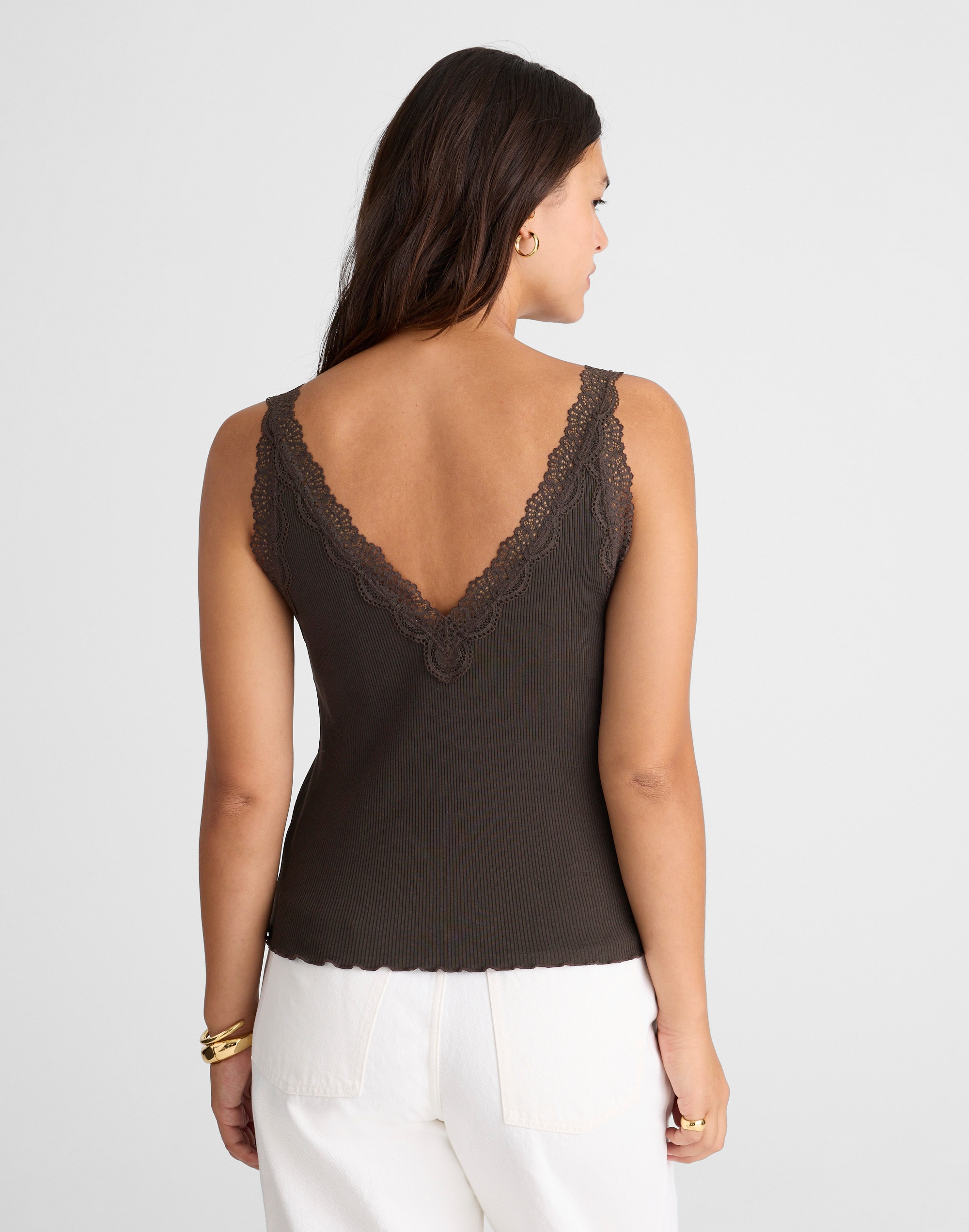 Lace-Trim V-Neck Tank