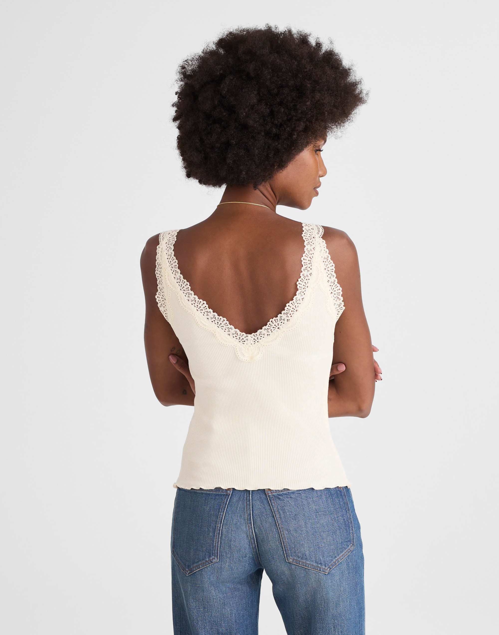 Lace-Trim V-Neck Tank