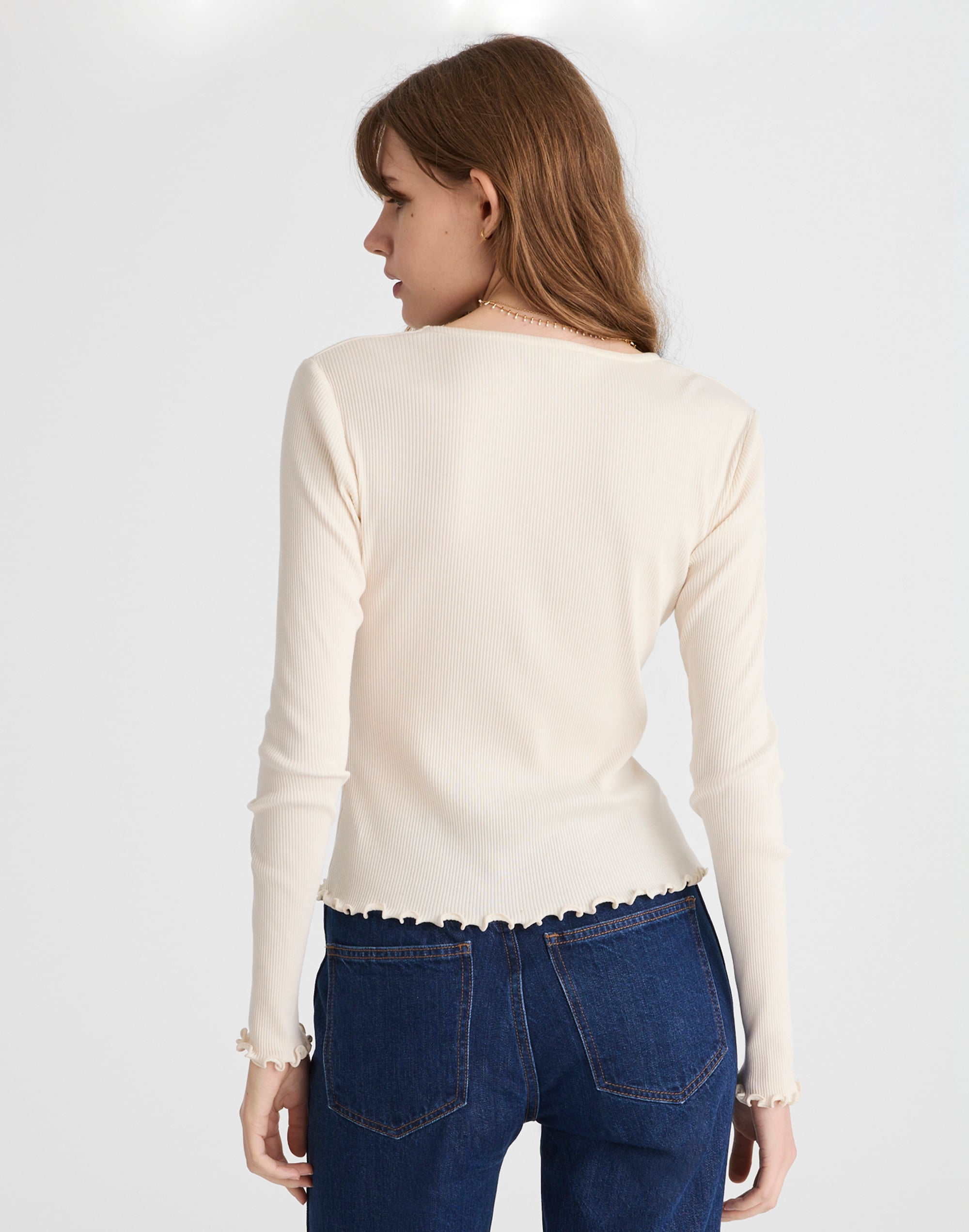 Lettuce-Hem V-Neck Cardigan