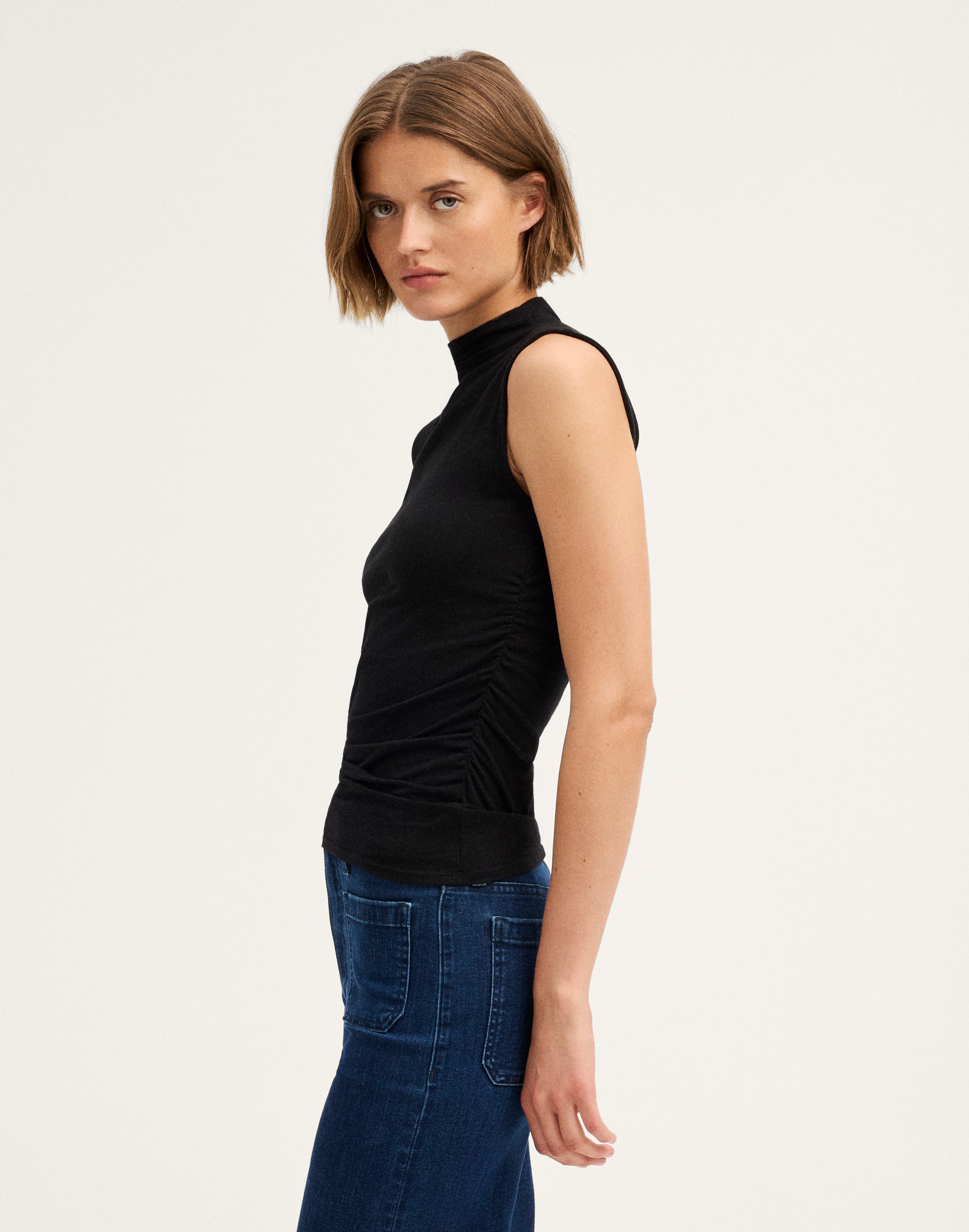 Ruched Mockneck Tank